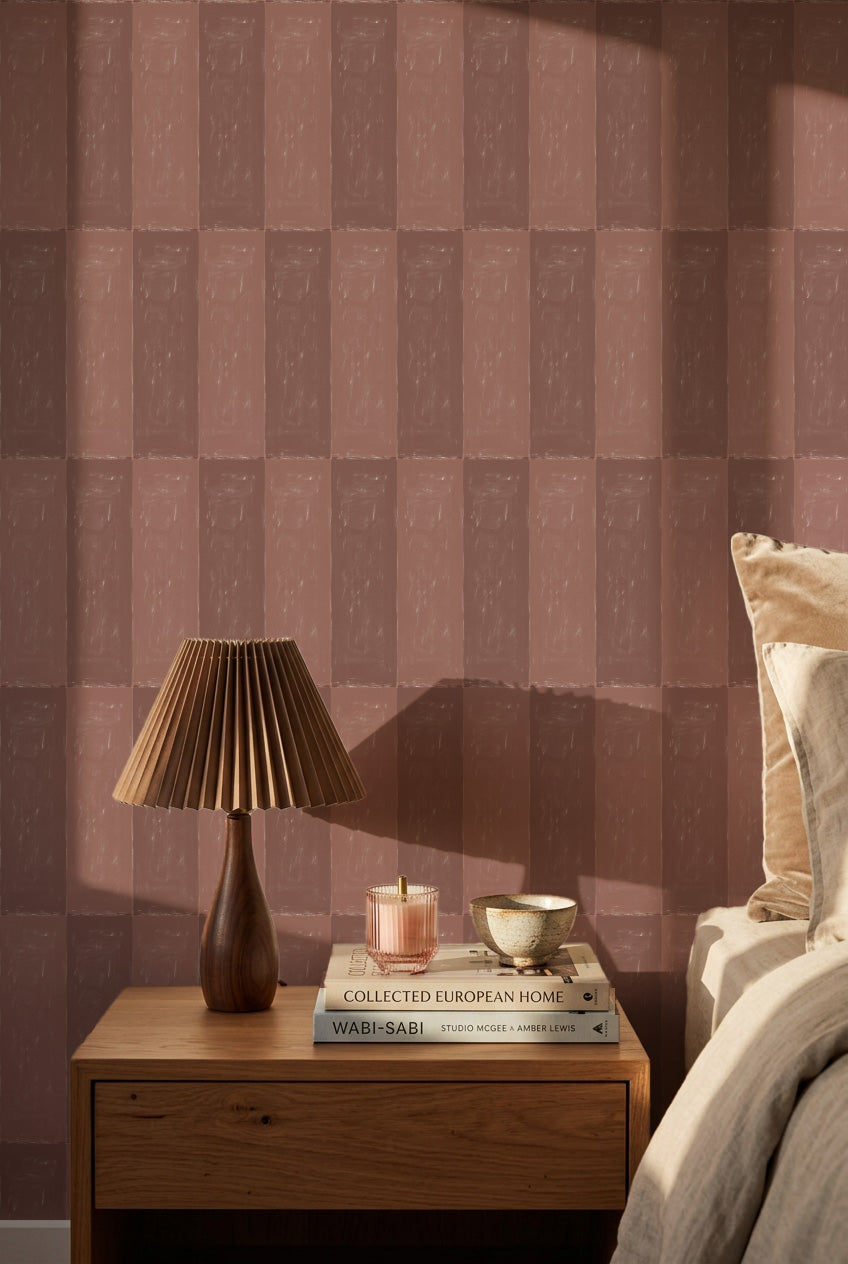 Cabarita Check in Dusty Pink Wallpaper