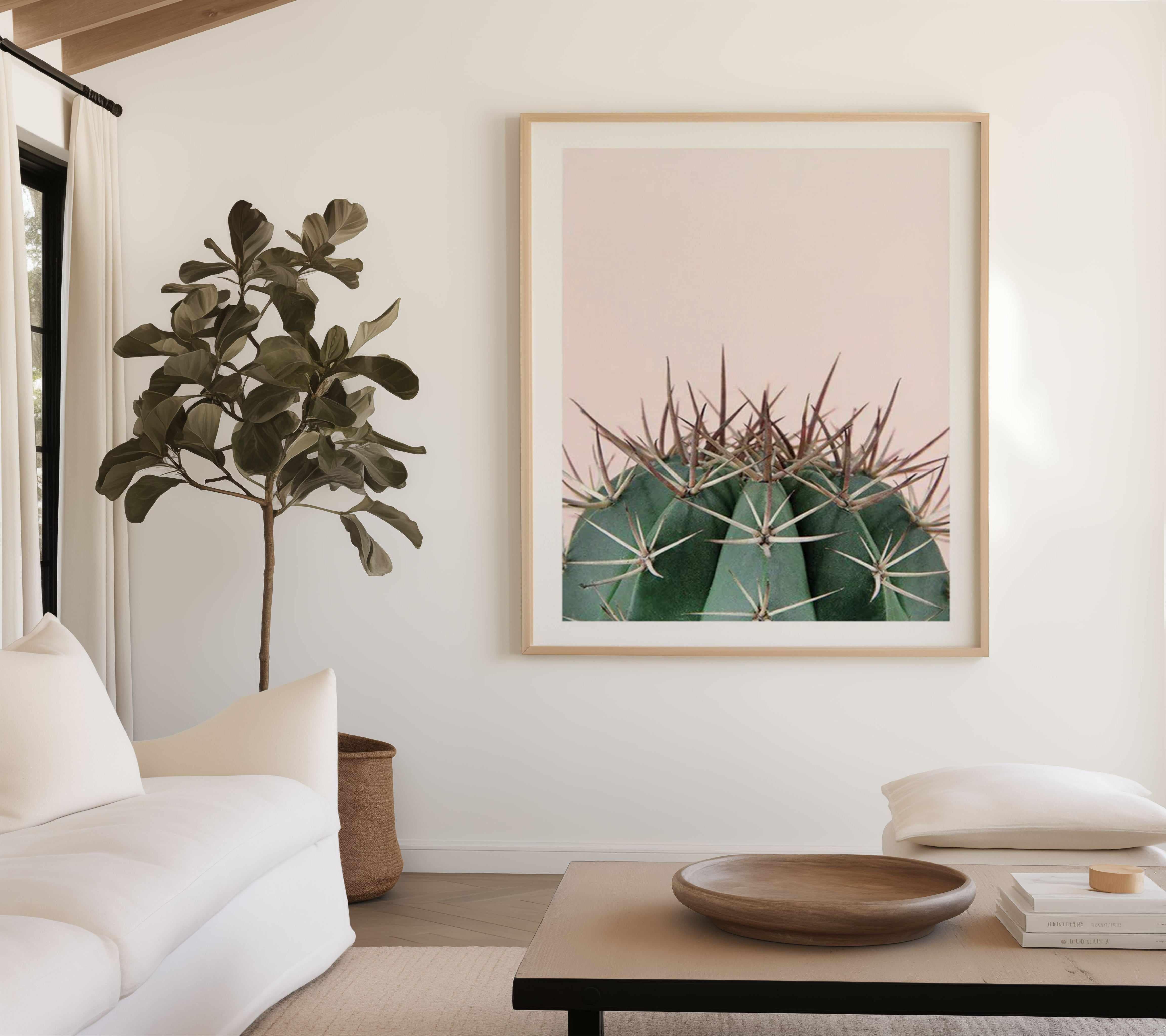 Cactus On Pink II Art Print