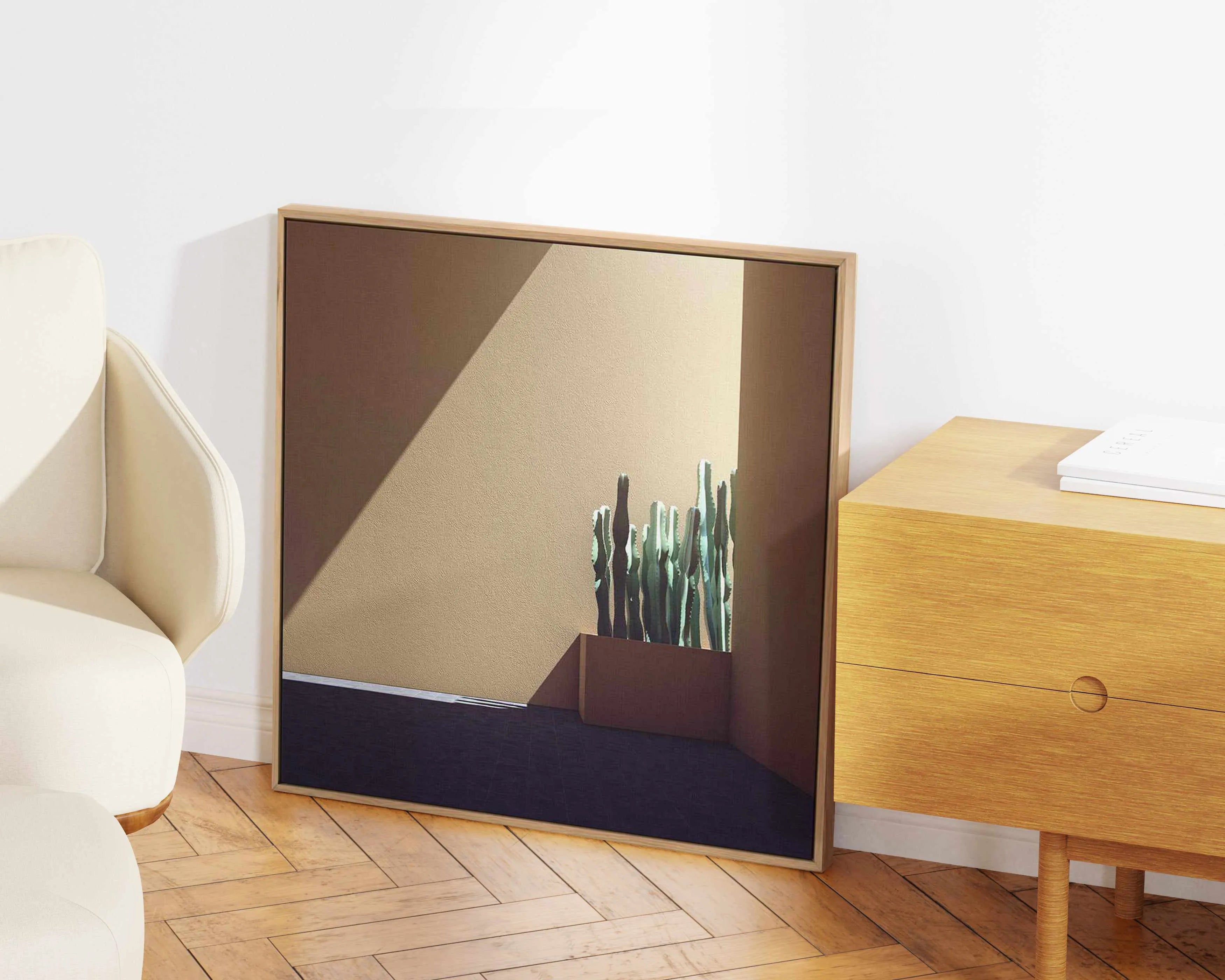 Cactus Wall by Guachinarte | Framed Canvas Art Print from Olive et Oriel where you can shop wallpaper and artworks online