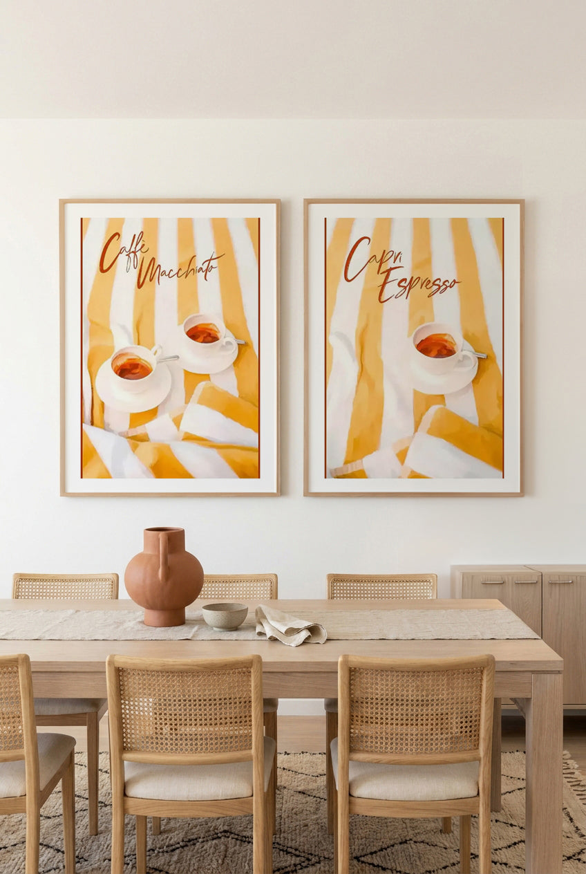 Caffe Macchiato & Capri Espresso Art Print Set of 2 | Matching Wall Art