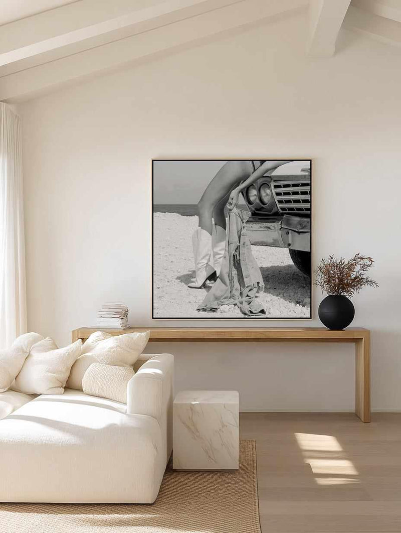 Cali Days I B&W by Amy Hallam | Framed Canvas Art Print from Olive et Oriel where you can shop wallpaper and artworks online