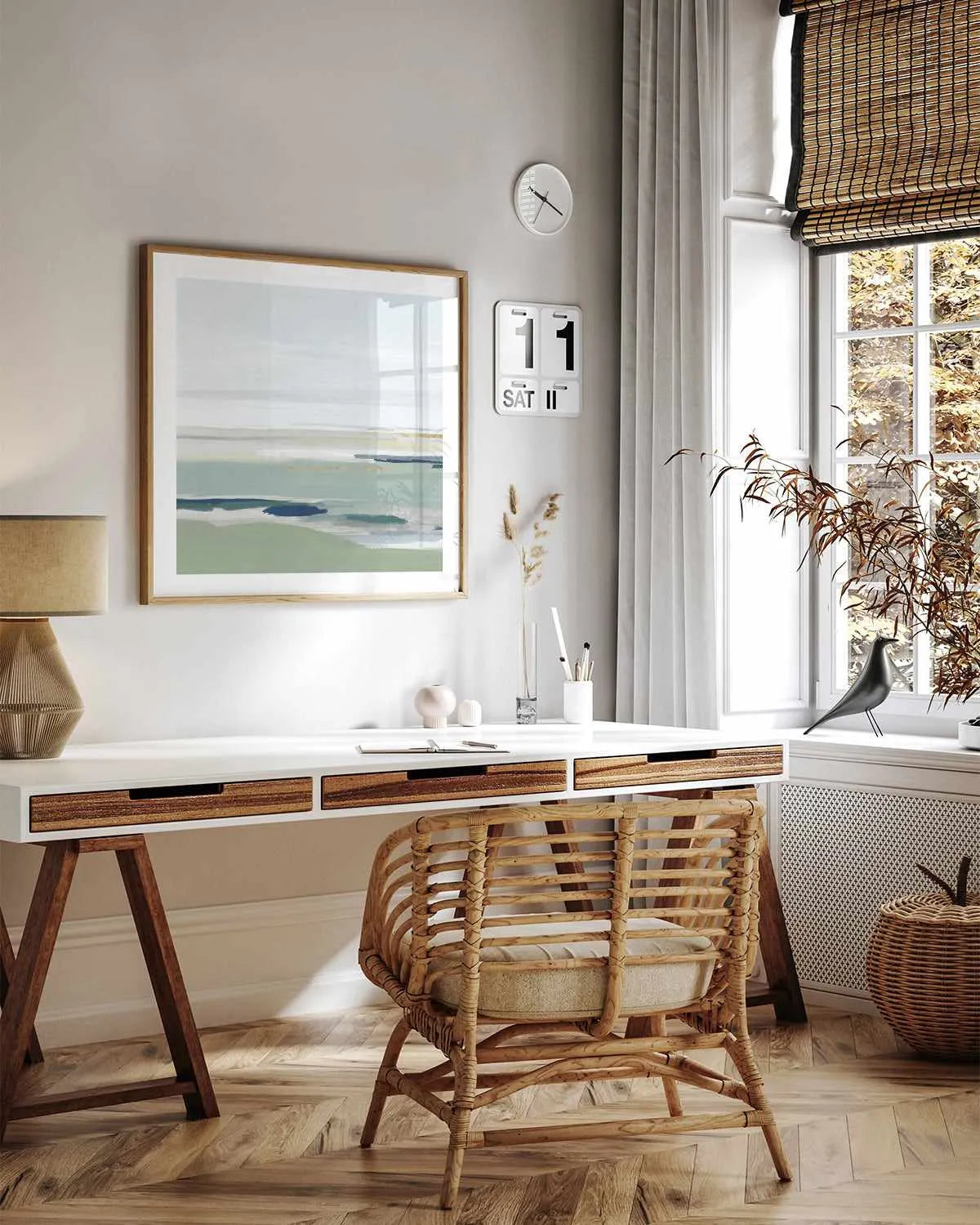 Calm Green Left SQ Art Print from Olive et Oriel where you can shop wallpaper and artworks online