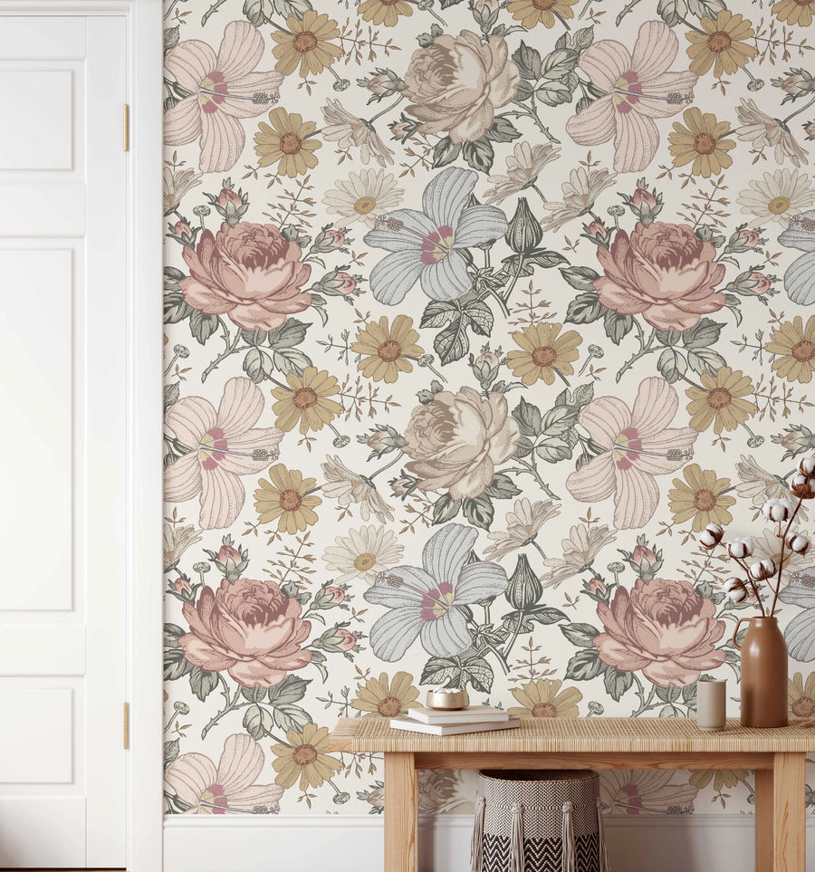 Camomile & Wildflowers Wallpaper-Wallpaper-Buy Kids Removable Wallpaper Online Our Custom Made Children√¢‚Ç¨‚Ñ¢s Wallpapers Are A Fun Way To Decorate And Enhance Boys Bedroom Decor And Girls Bedrooms They Are An Amazing Addition To Your Kids Bedroom Walls Our Collection of Kids Wallpaper Is Sure To Transform Your Kids Rooms Interior Style From Pink Wallpaper To Dinosaur Wallpaper Even Marble Wallpapers For Teen Boys Shop Peel And Stick Wallpaper Online Today With Olive et Oriel