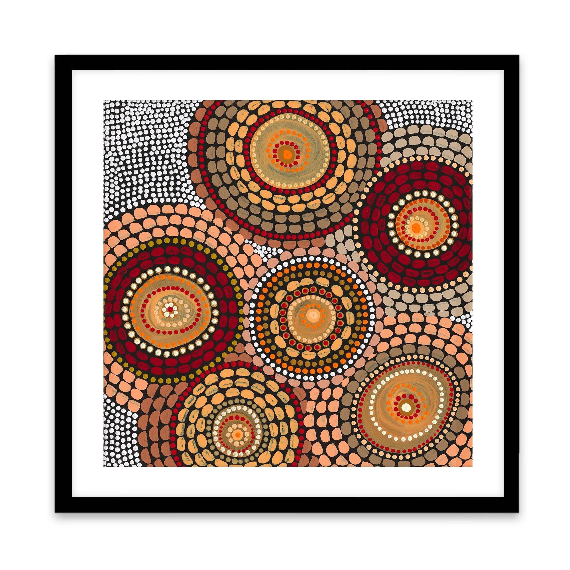 Campfire Meeting By Domica Hill Art Print-PRINT-Olive et Oriel-Domica Hill-70x70 cm | 27.5" x 27.5"-Black-With White Border-Buy-Australian-Art-Prints-Online-with-Olive-et-Oriel-Your-Artwork-Specialists-Austrailia-Decorate-With-Coastal-Photo-Wall-Art-Prints-From-Our-Beach-House-Artwork-Collection-Fine-Poster-and-Framed-Artwork