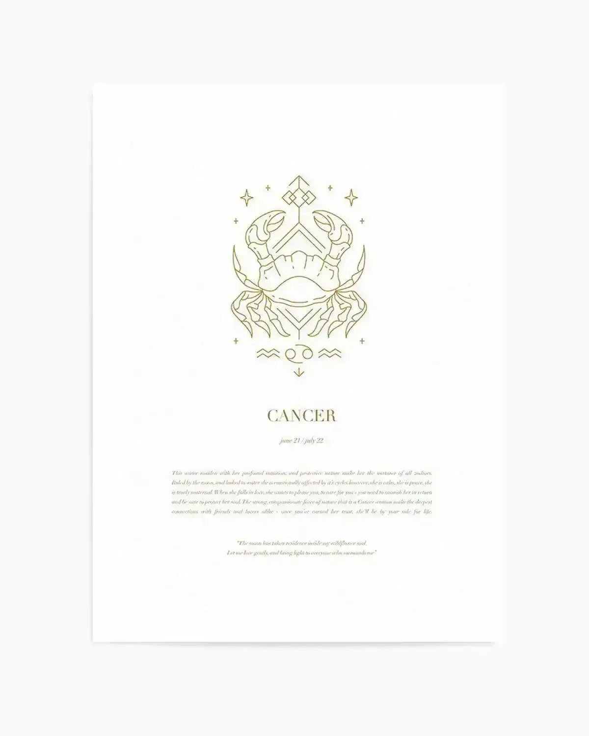 Cancer | Celestial Zodiac Art Print from Olive et Oriel where you can shop wallpaper and artworks online