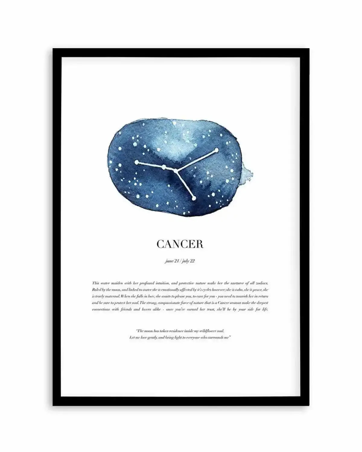 Cancer | Watercolour Zodiac Art Print from Olive et Oriel where you can shop wallpaper and artworks online