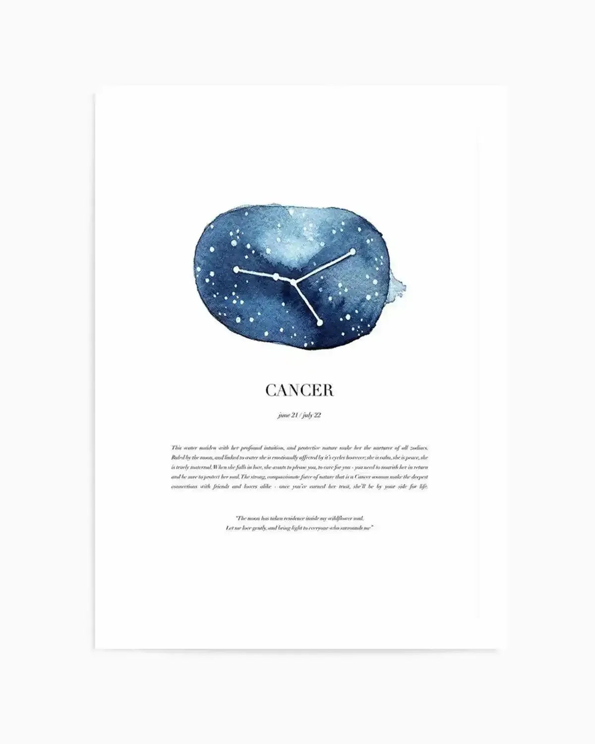 Cancer | Watercolour Zodiac Art Print from Olive et Oriel where you can shop wallpaper and artworks online