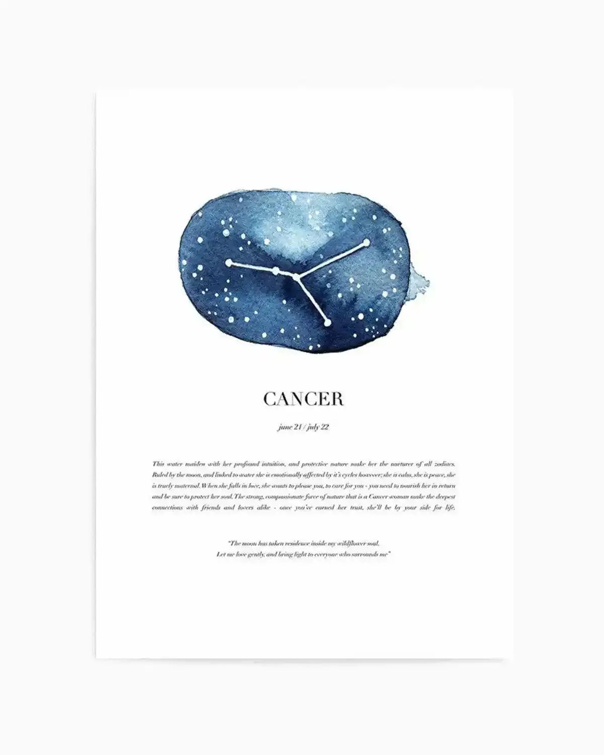 Cancer | Watercolour Zodiac Art Print from Olive et Oriel where you can shop wallpaper and artworks online