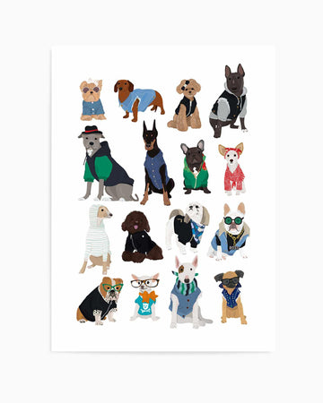 Canine Catwalk | Art Print from Olive et Oriel where you can shop wallpaper and artworks online