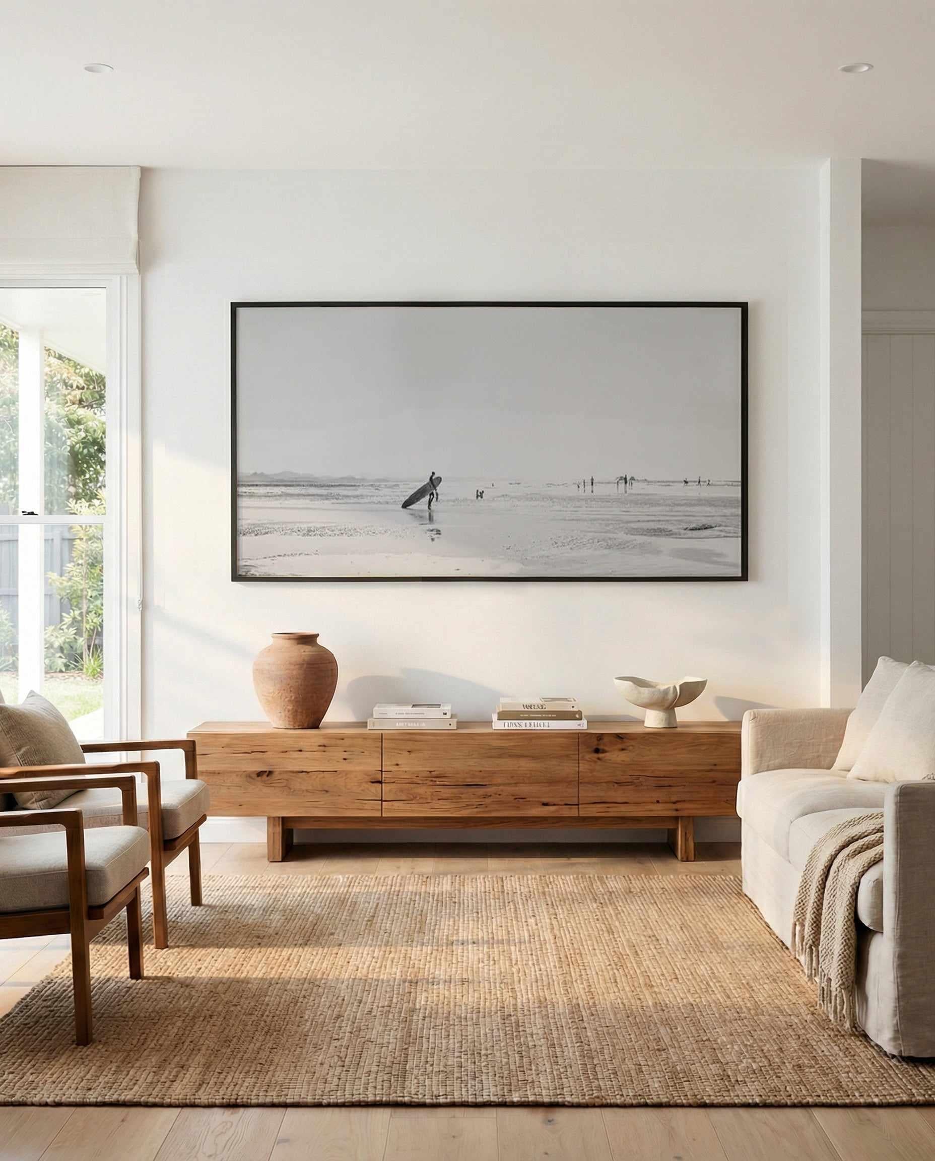 Summer Days, Wategos B&W | Panoramic Canvas Art Print from Olive et Oriel where you can shop wallpaper and artworks online
