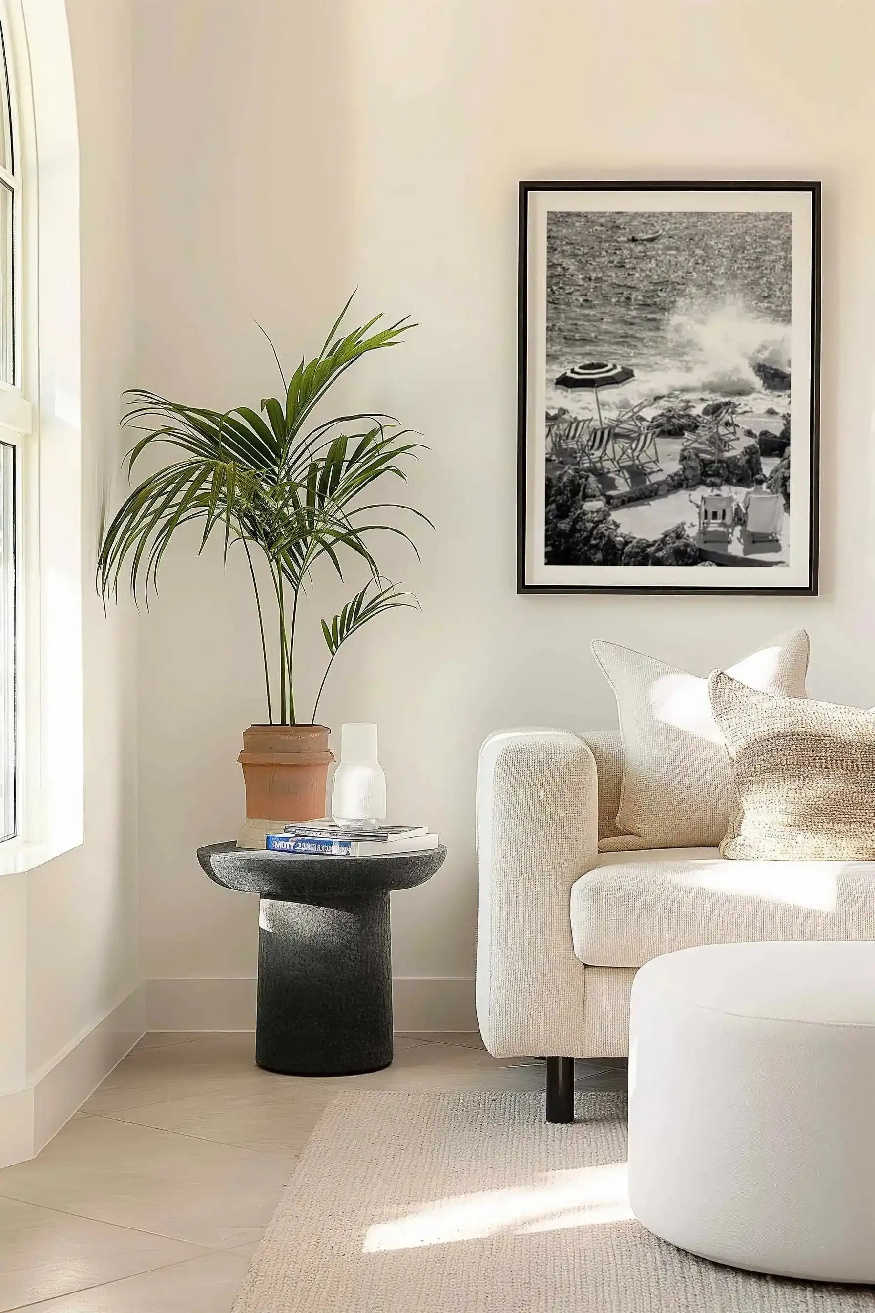 Capri Beach Club I | B&W Art Print from Olive et Oriel where you can shop wallpaper and artworks online