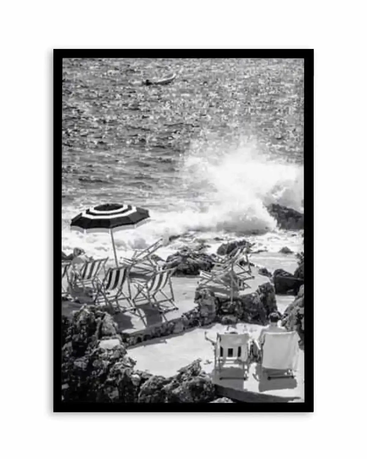 Capri Beach Club I | B&W Art Print from Olive et Oriel where you can shop wallpaper and artworks online