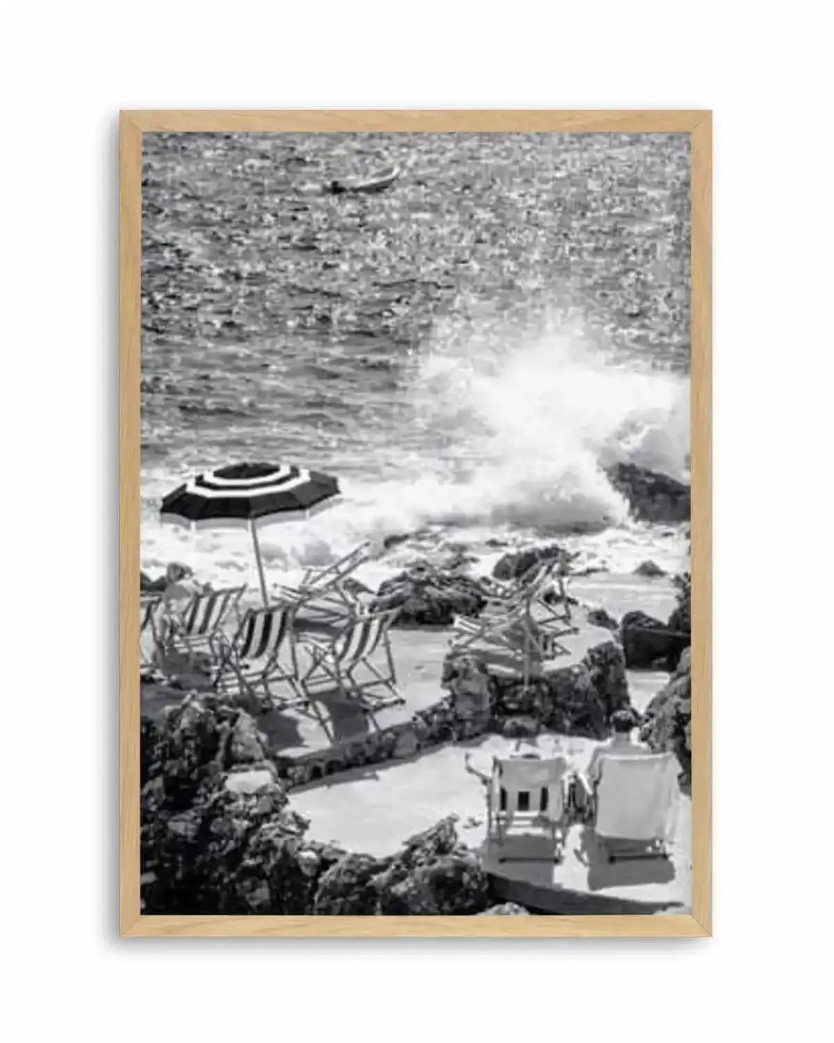 Capri Beach Club I | B&W Art Print from Olive et Oriel where you can shop wallpaper and artworks online