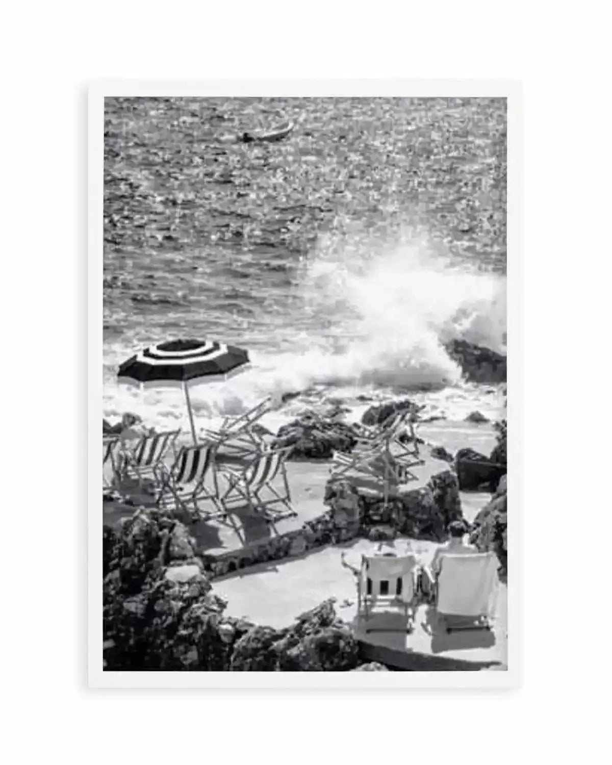 Capri Beach Club I | B&W Art Print from Olive et Oriel where you can shop wallpaper and artworks online