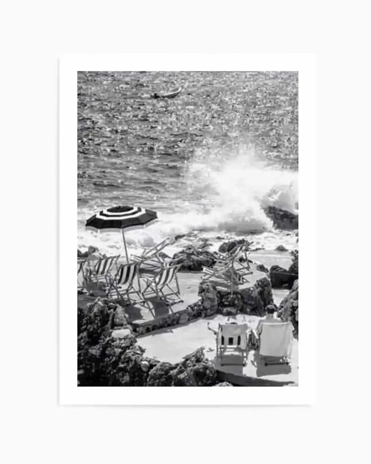 Capri Beach Club I | B&W Art Print from Olive et Oriel where you can shop wallpaper and artworks online