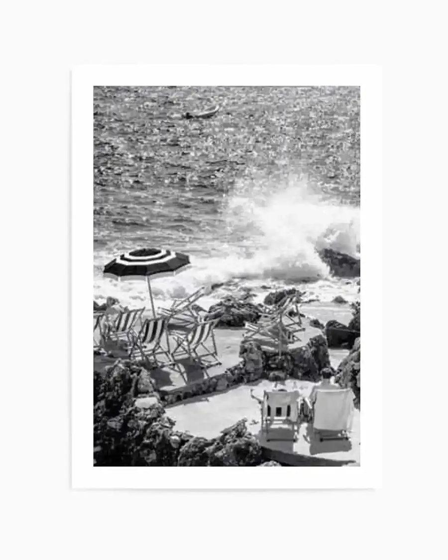 Capri Beach Club I | B&W Art Print from Olive et Oriel where you can shop wallpaper and artworks online