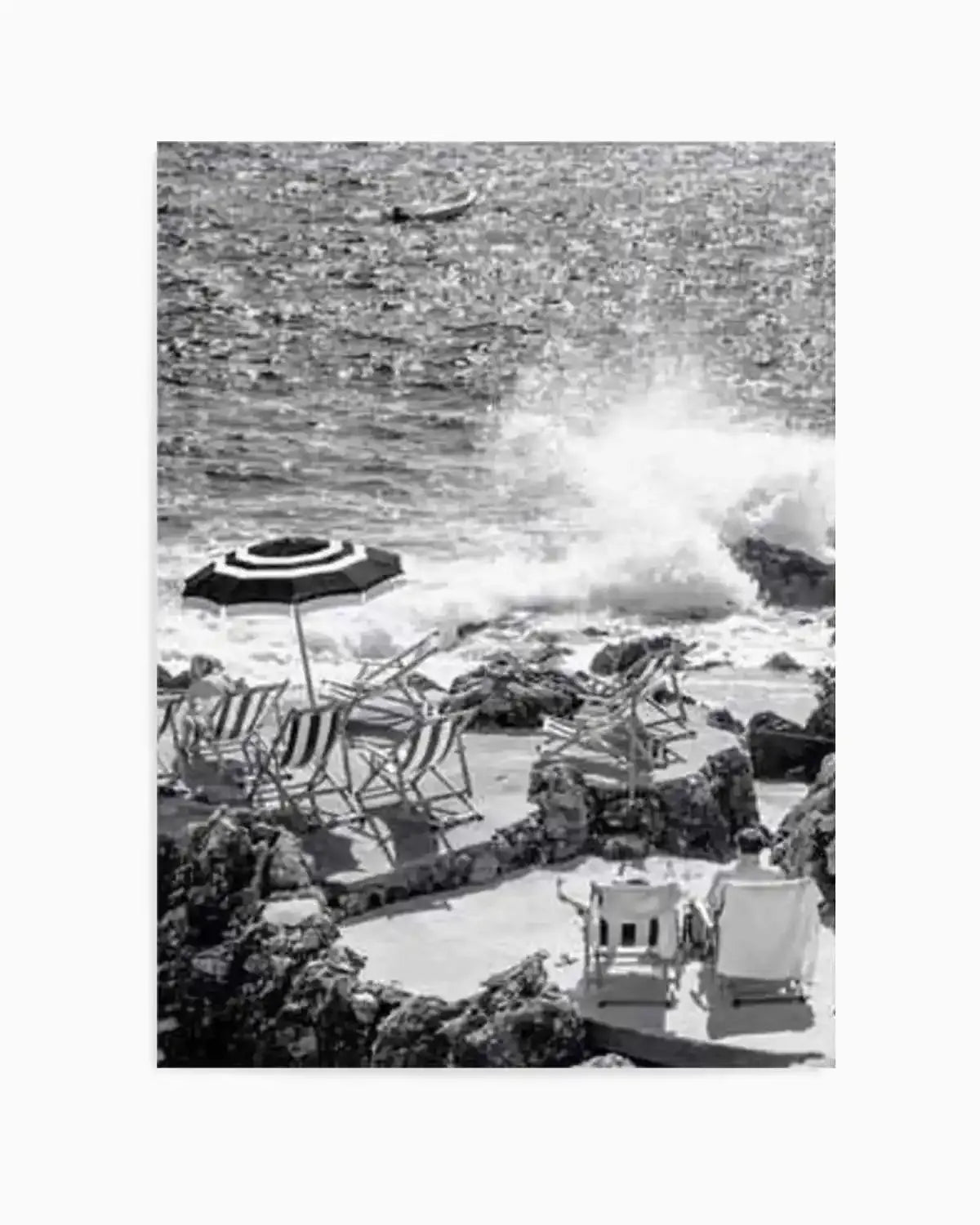 Capri Beach Club I | B&W Art Print from Olive et Oriel where you can shop wallpaper and artworks online