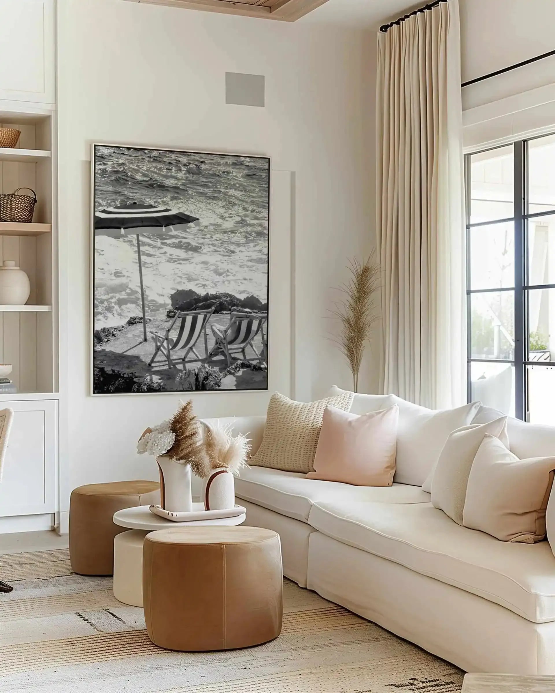 Capri Beach Club II B&W | Framed Canvas Art Print from Olive et Oriel where you can shop wallpaper and artworks online