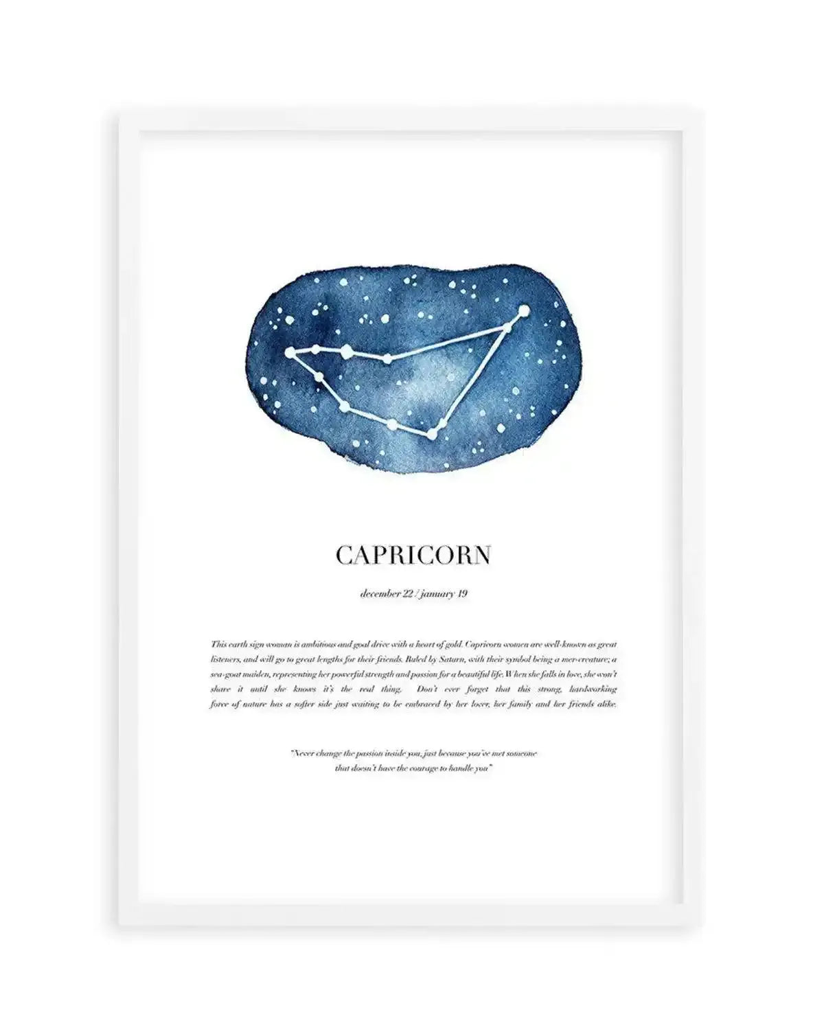 Capricorn | Watercolour Zodiac Art Print from Olive et Oriel where you can shop wallpaper and artworks online