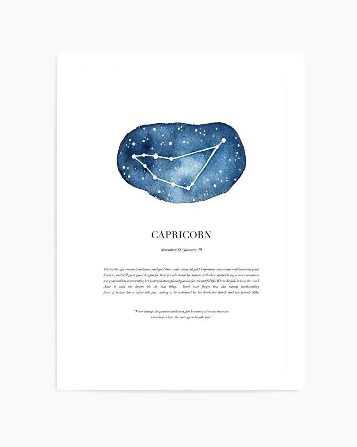 Capricorn | Watercolour Zodiac Art Print from Olive et Oriel where you can shop wallpaper and artworks online
