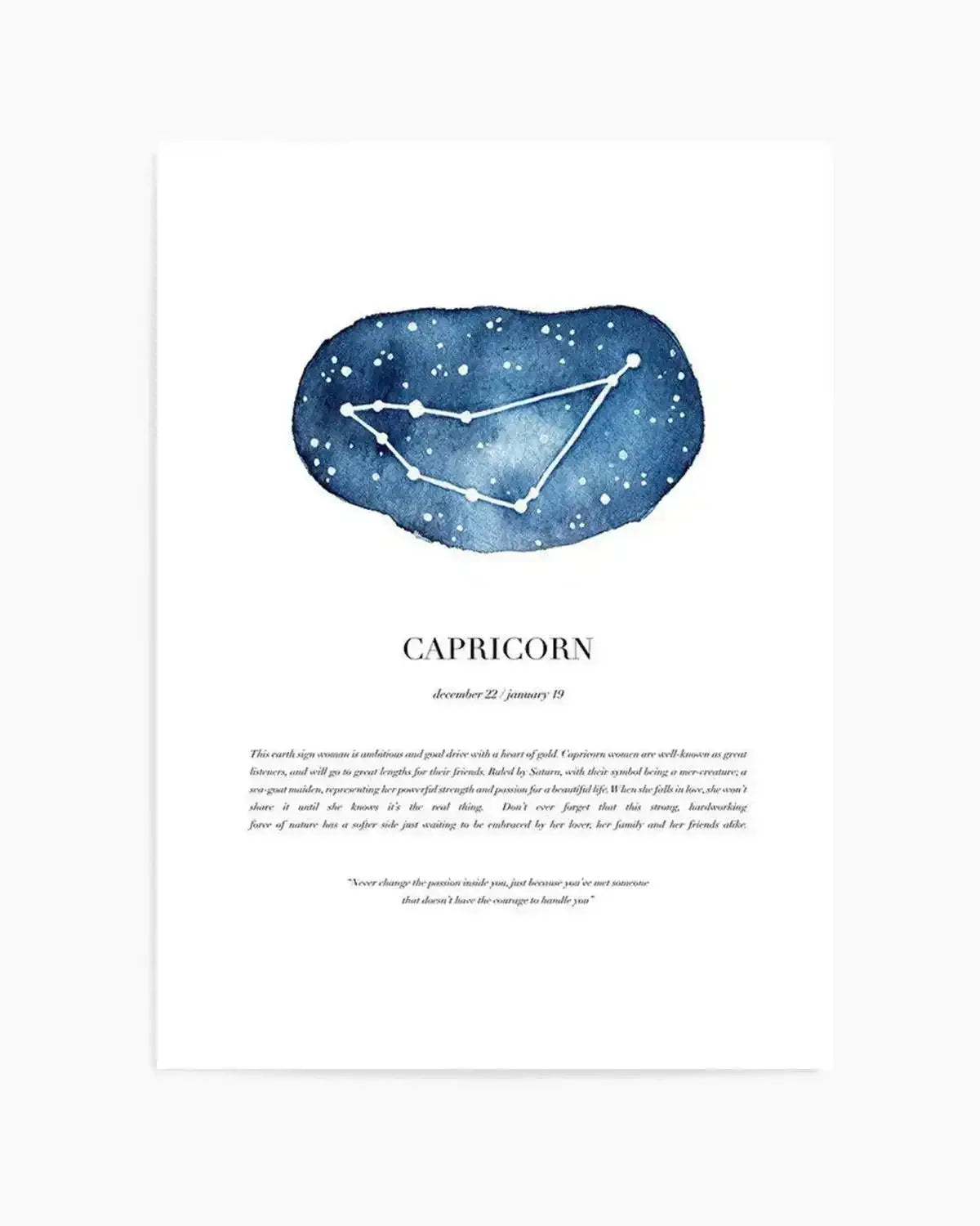 Capricorn | Watercolour Zodiac Art Print from Olive et Oriel where you can shop wallpaper and artworks online