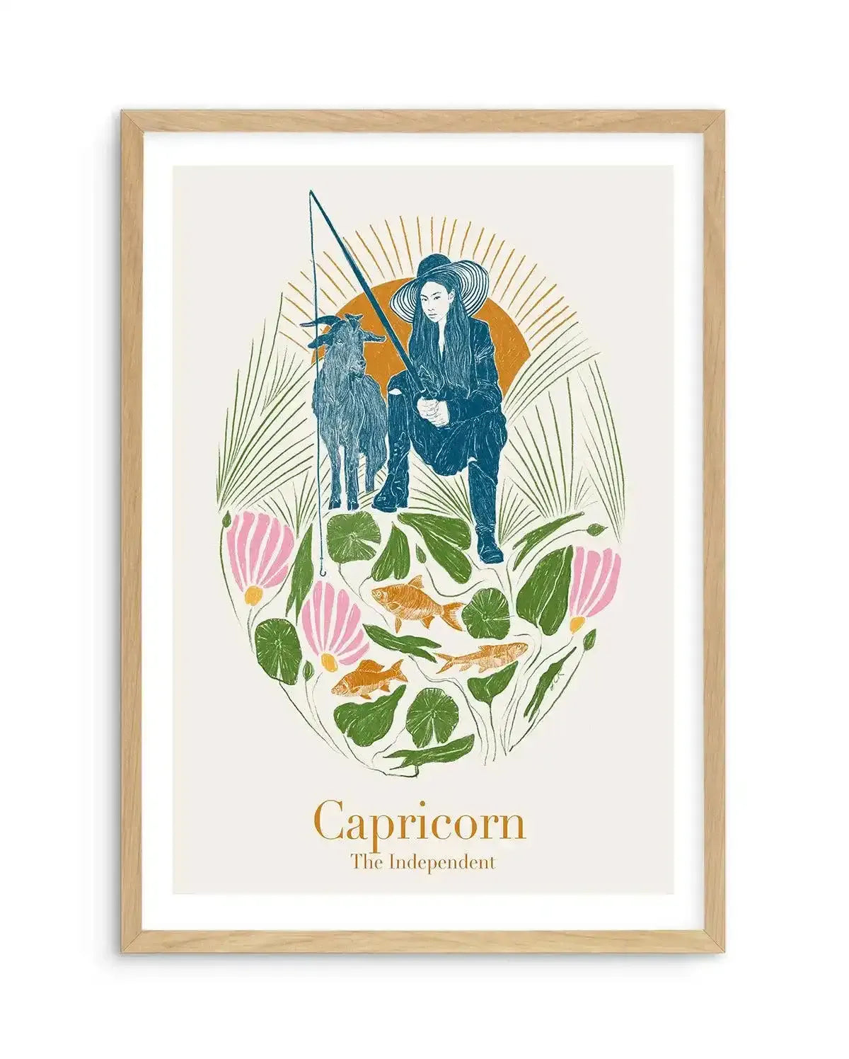 Capricorn By Jenny Liz Rome Art Print-PRINT-Olive et Oriel-Olive et Oriel-A5 | 5.8" x 8.3" | 14.8 x 21cm-Oak-With White Border-Buy-Australian-Art-Prints-Online-with-Olive-et-Oriel-Your-Artwork-Specialists-Austrailia-Decorate-With-Coastal-Photo-Wall-Art-Prints-From-Our-Beach-House-Artwork-Collection-Fine-Poster-and-Framed-Artwork