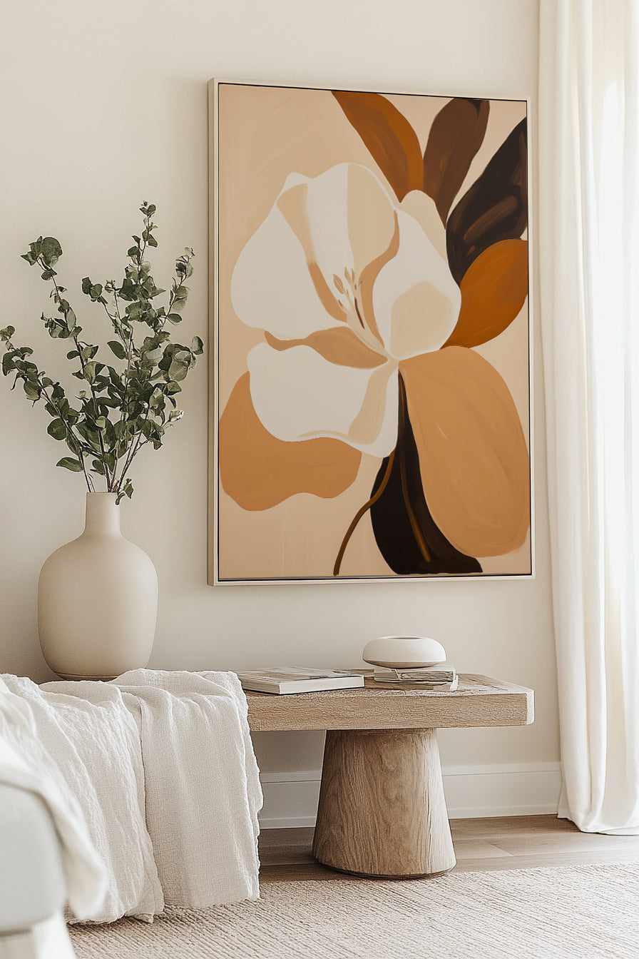 Caramel Flora I | Framed Canvas Art Print