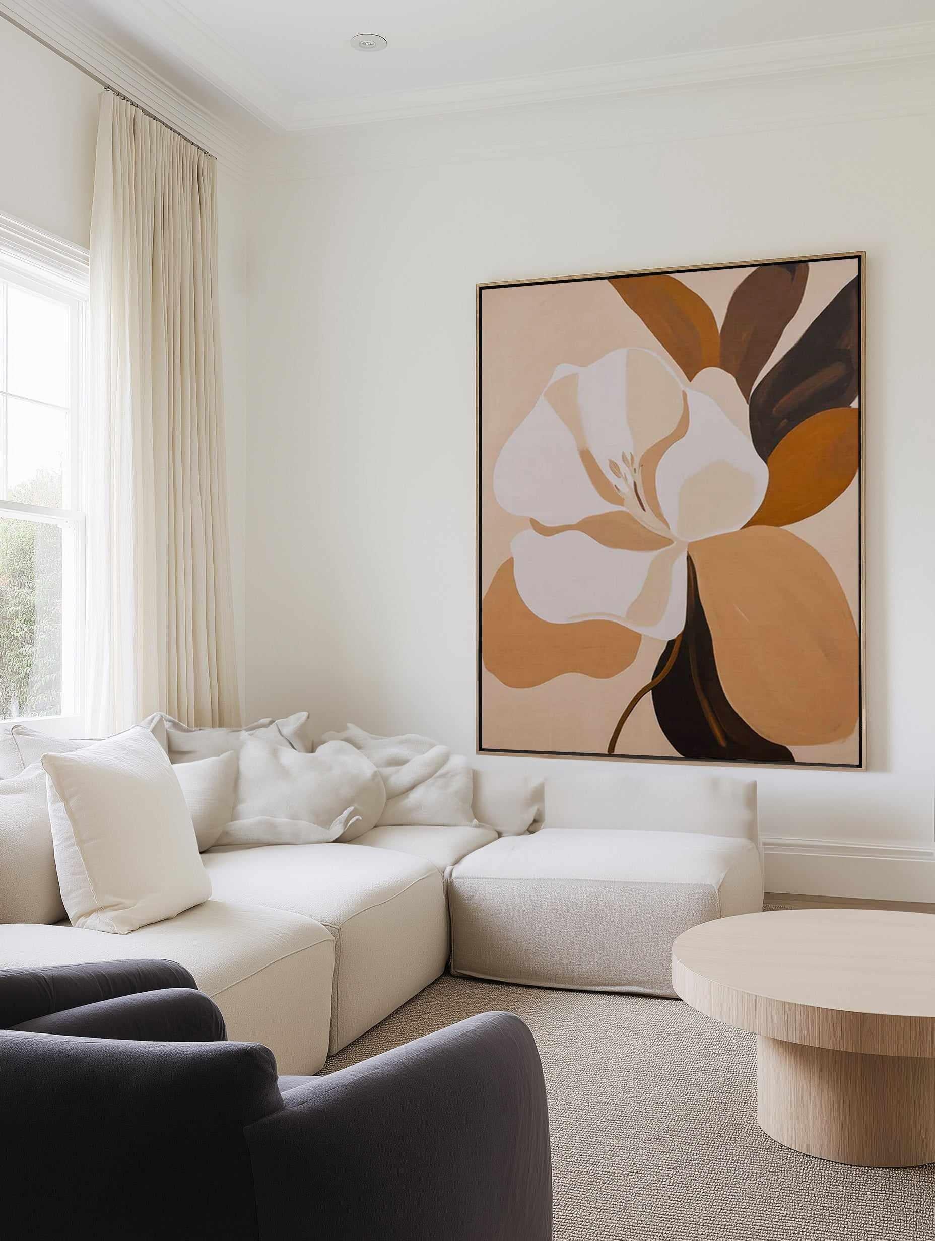 Caramel Flora I | Framed Canvas Art Print from Olive et Oriel where you can shop wallpaper and artworks online