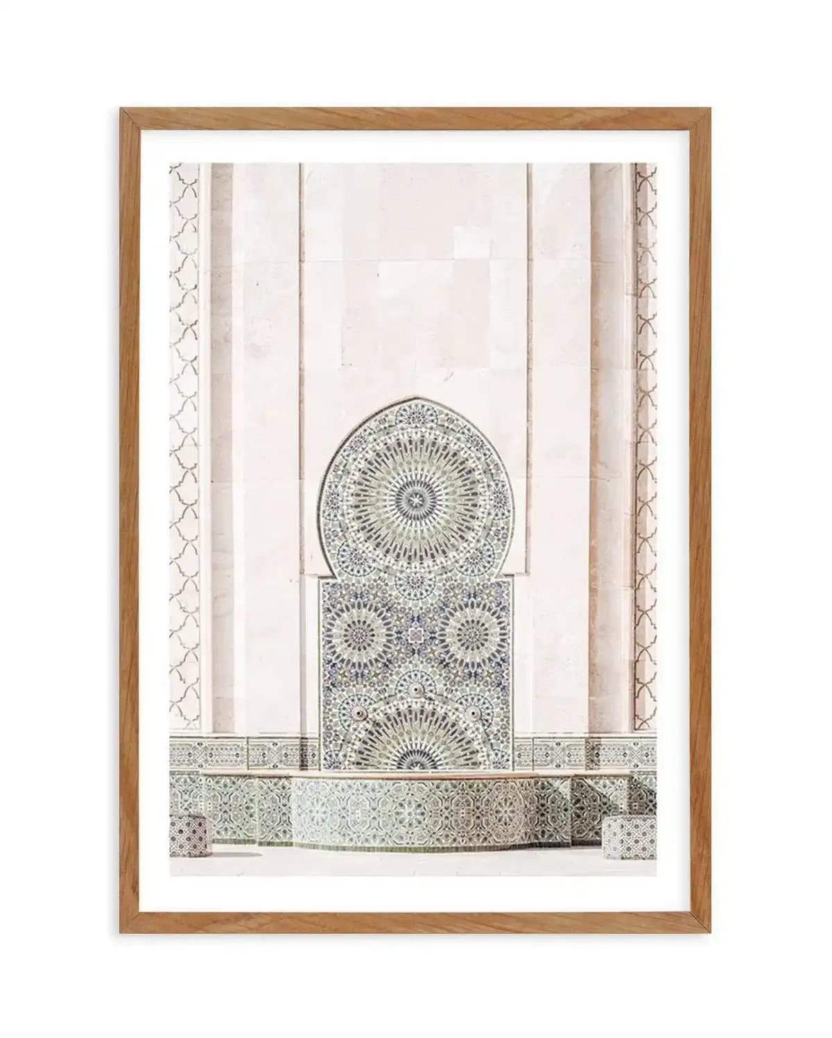 Casablanca Fountain Art Print-Shop Australian Art Prints Online with Olive et Oriel - Our collection of Moroccan art prints offer unique wall art including moroccan arches and pink morocco doors of marrakech - this collection will add soft feminine colour to your walls and some may say bohemian style. These traditional morocco landscape photography includes desert scenes of palm trees and camel art prints - there is art on canvas and extra large wall art with fast, free shipping across Australia