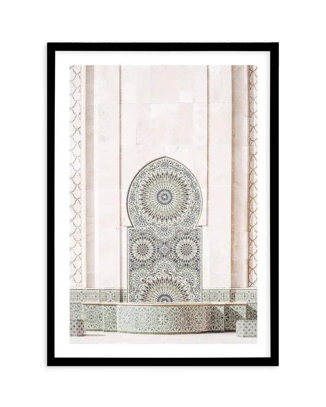 Casablanca Fountain Art Print-Shop Australian Art Prints Online with Olive et Oriel - Our collection of Moroccan art prints offer unique wall art including moroccan arches and pink morocco doors of marrakech - this collection will add soft feminine colour to your walls and some may say bohemian style. These traditional morocco landscape photography includes desert scenes of palm trees and camel art prints - there is art on canvas and extra large wall art with fast, free shipping across Australia