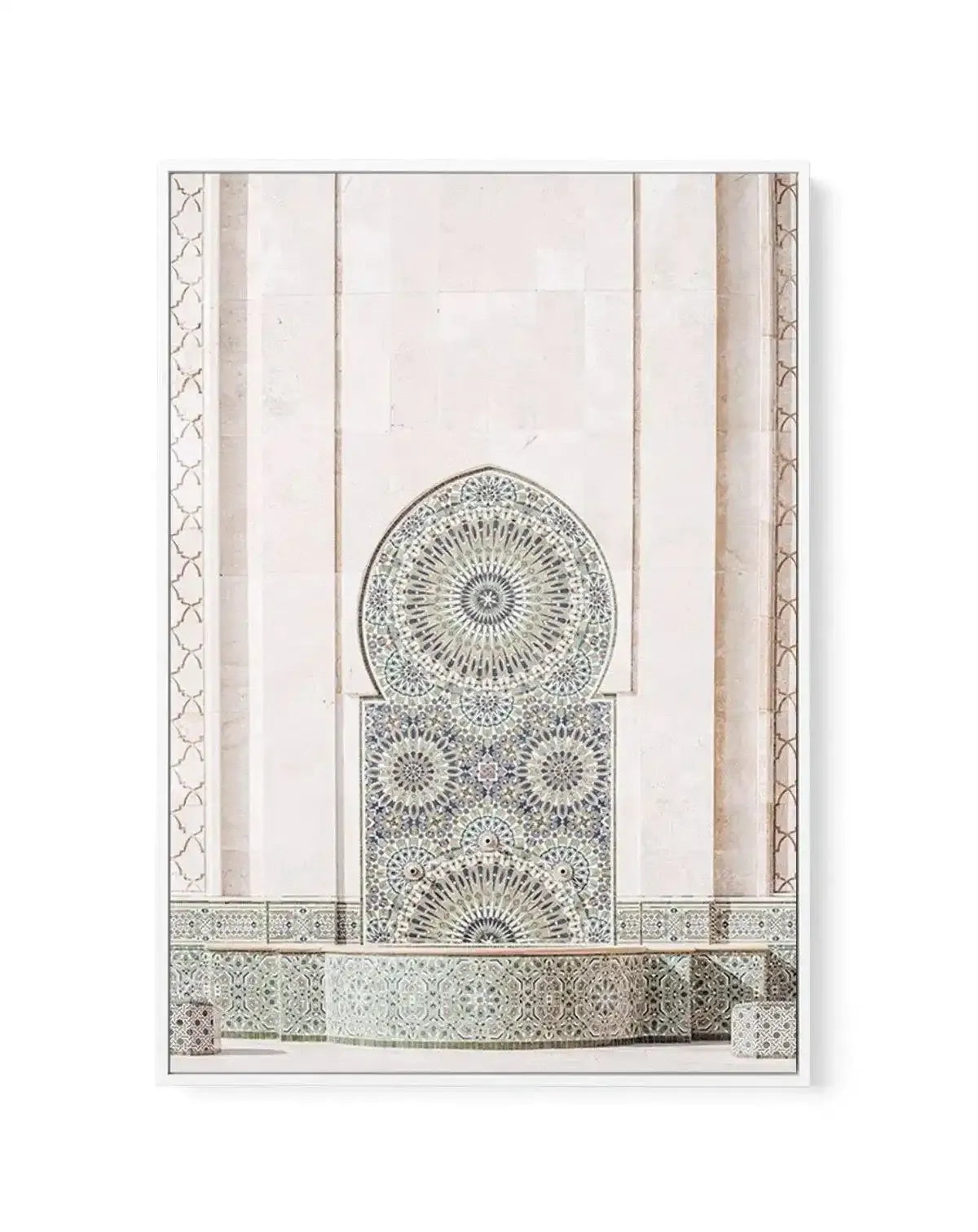 Casablanca Fountain | Framed Canvas-Shop Australian Art Prints Online with Olive et Oriel - Our collection of Moroccan art prints offer unique wall art including moroccan arches and pink morocco doors of marrakech - this collection will add soft feminine colour to your walls and some may say bohemian style. These traditional morocco landscape photography includes desert scenes of palm trees and camel art prints - there is art on canvas and extra large wall art with fast, free shipping across Aus