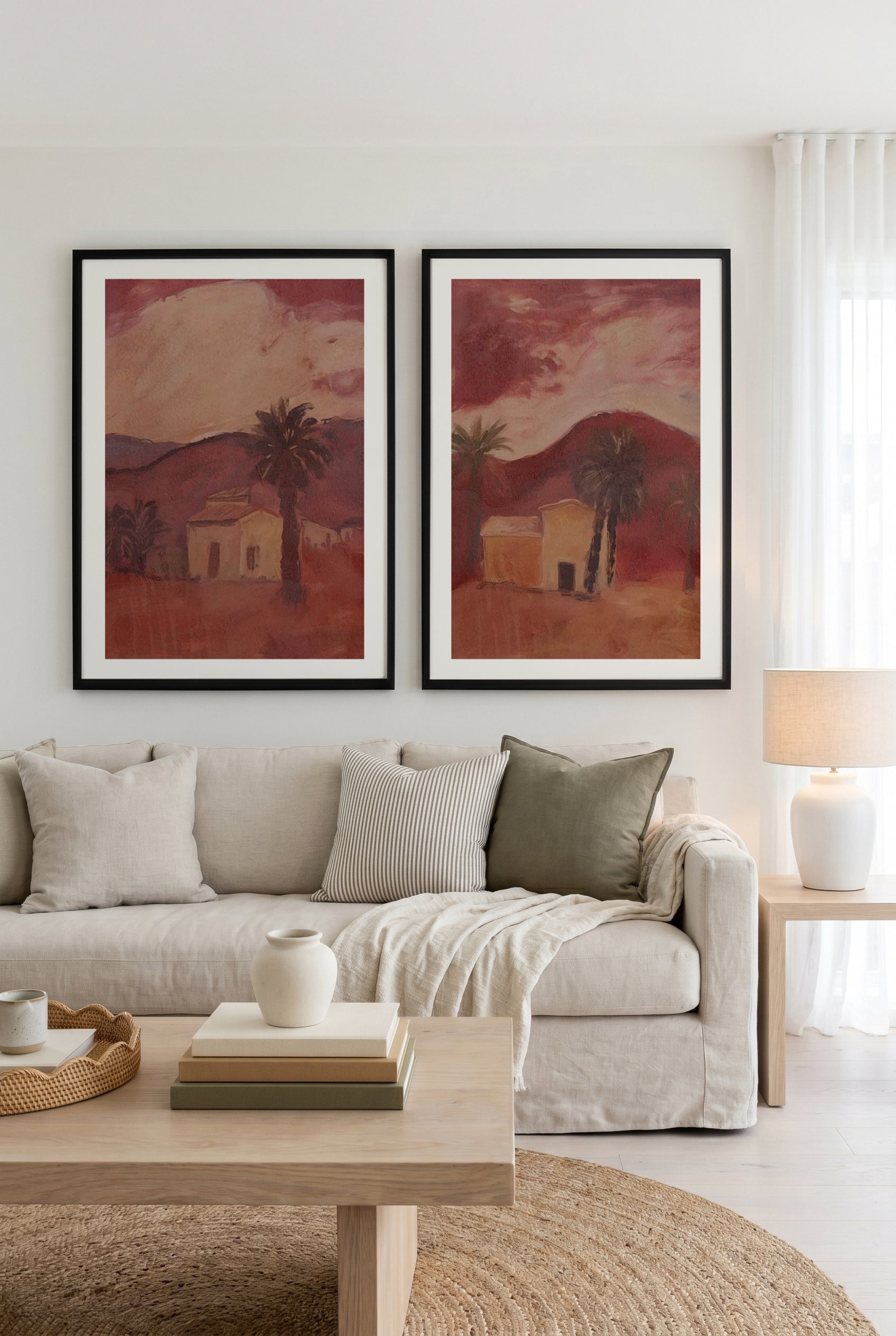 Casita Palmera I & II Art Print Set of 2 | Matching Wall Art