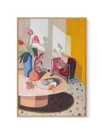 Cat In The Living Room by Arty Guava | Framed Canvas Art Print from Olive et Oriel where you can shop wallpaper and artworks online