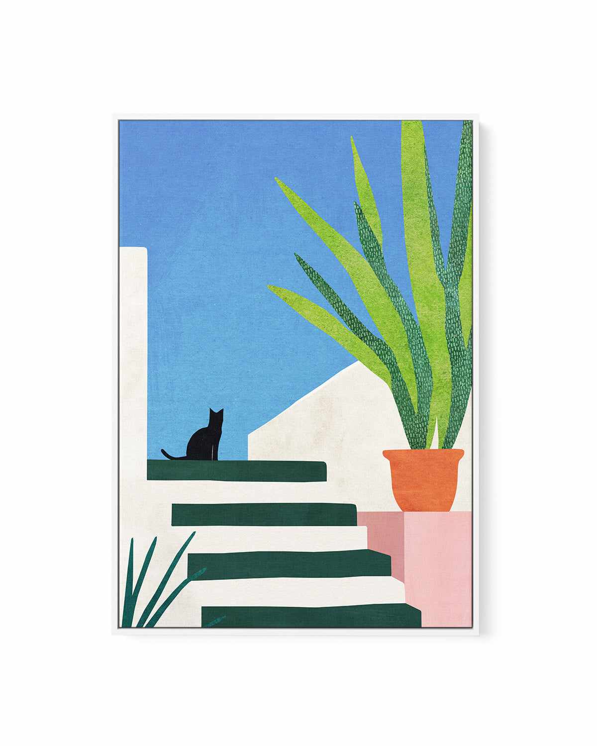 Cat, Greece by Henry Rivers | Framed Canvas Art Print