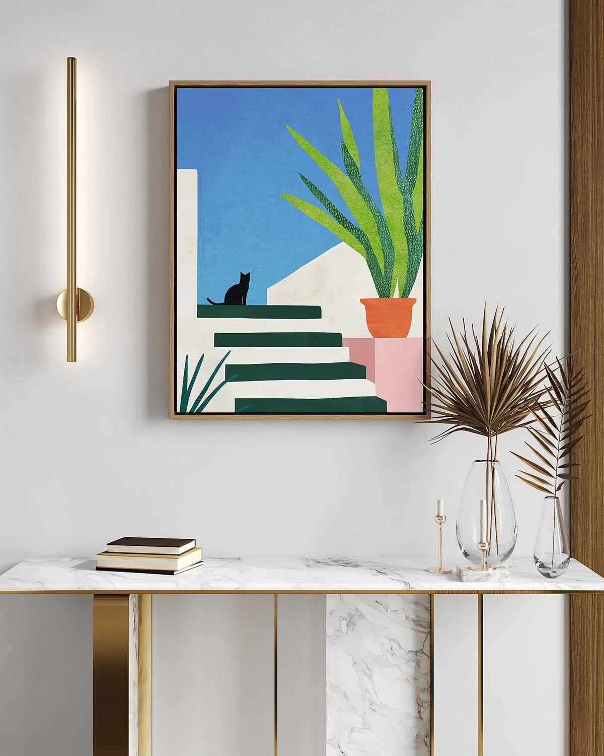 Cat, Greece by Henry Rivers | Framed Canvas Art Print from Olive et Oriel where you can shop wallpaper and artworks online