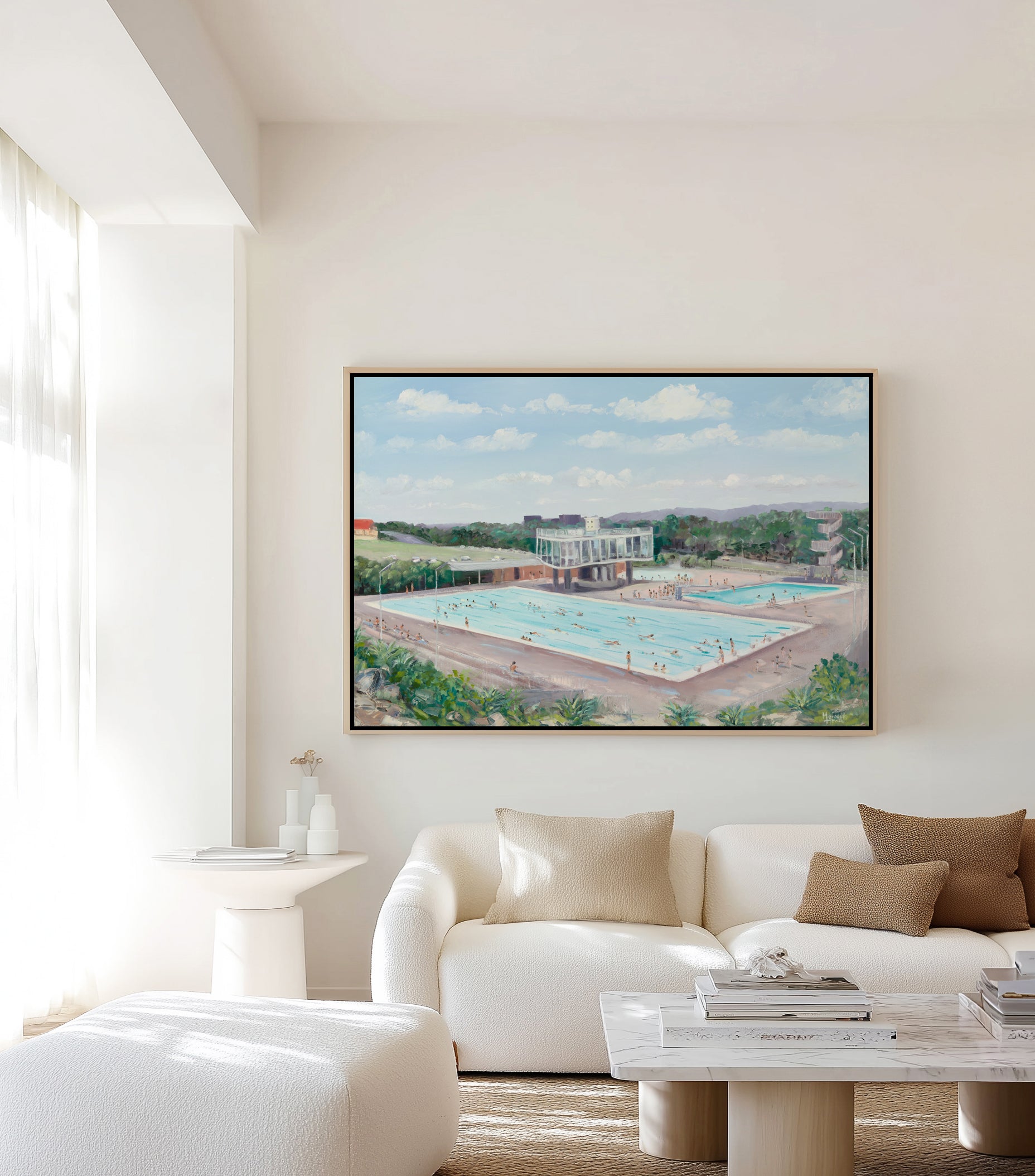Centenary Pool Vintage by Meredith Howse | Framed Canvas Art Print