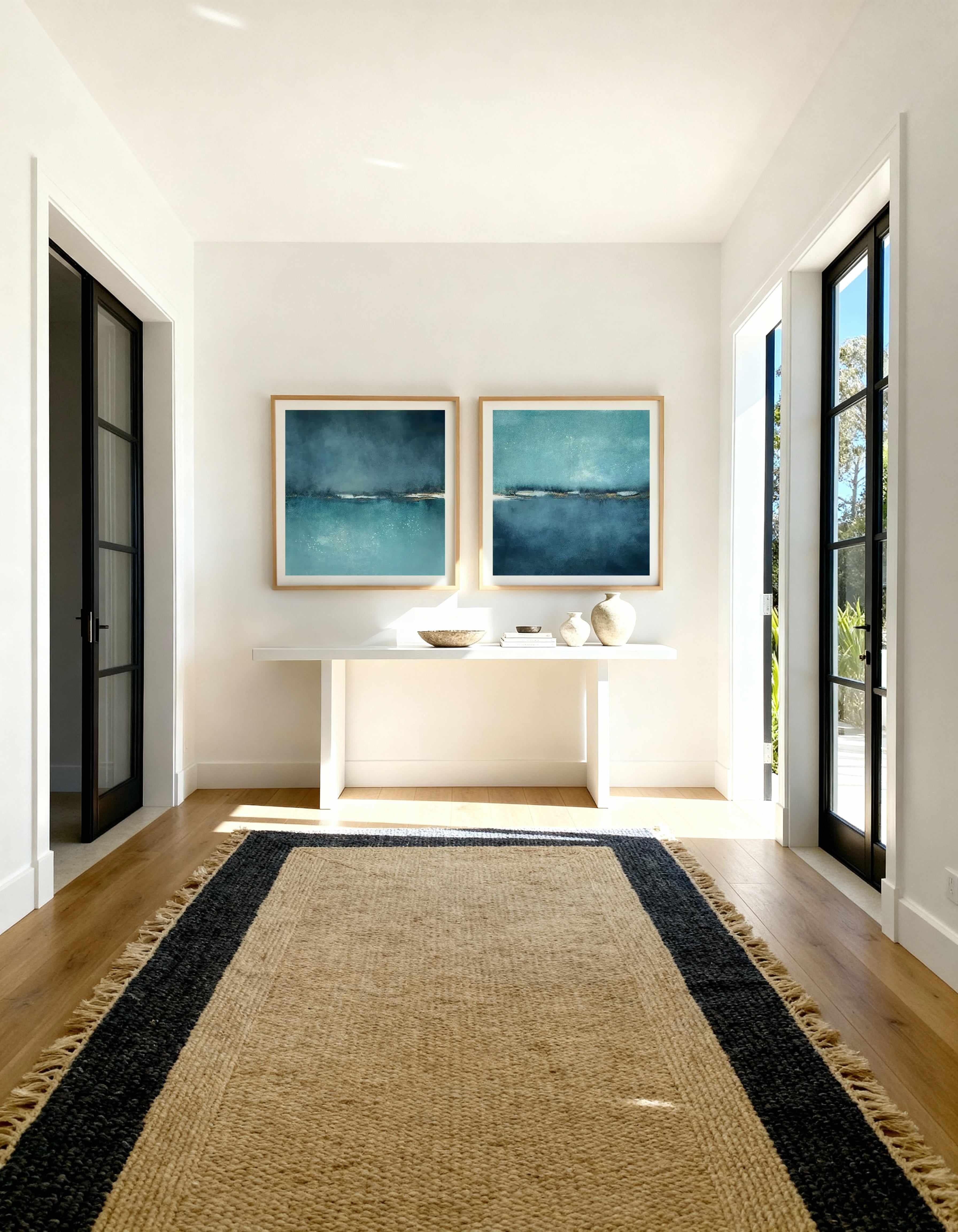 Cerulean Study Square No I & II Art Print Set of 2 | Matching Wall Art