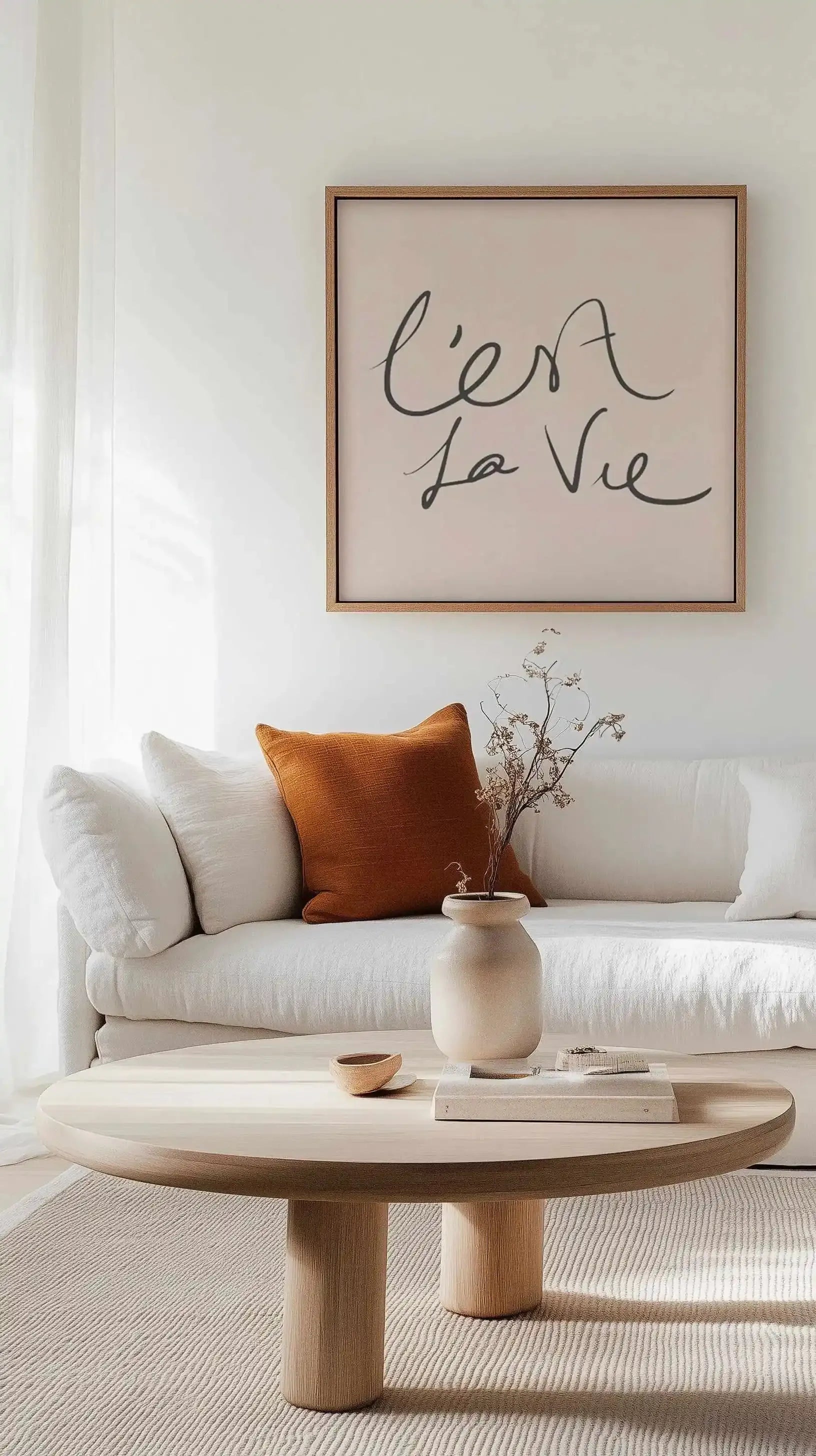 C'est La Vie Blush SQ | Framed Canvas Art Print from Olive et Oriel where you can shop wallpaper and artworks online