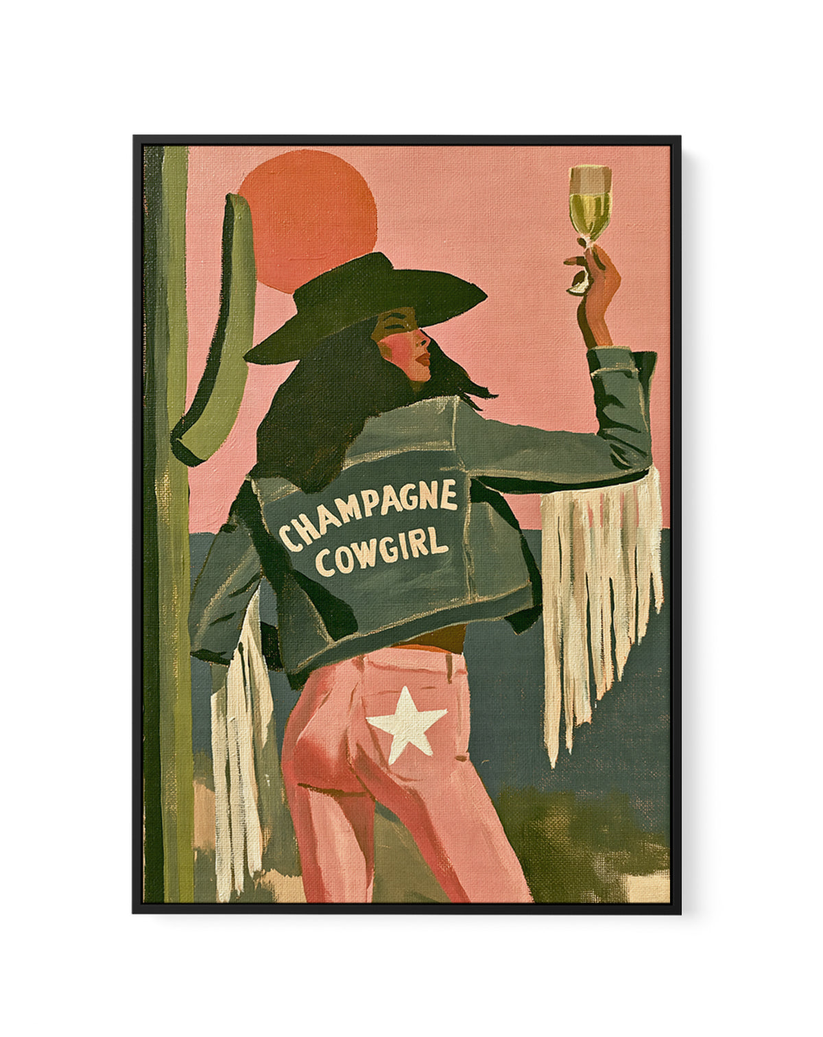 Champagne Cowgirl | Framed Canvas Art Print