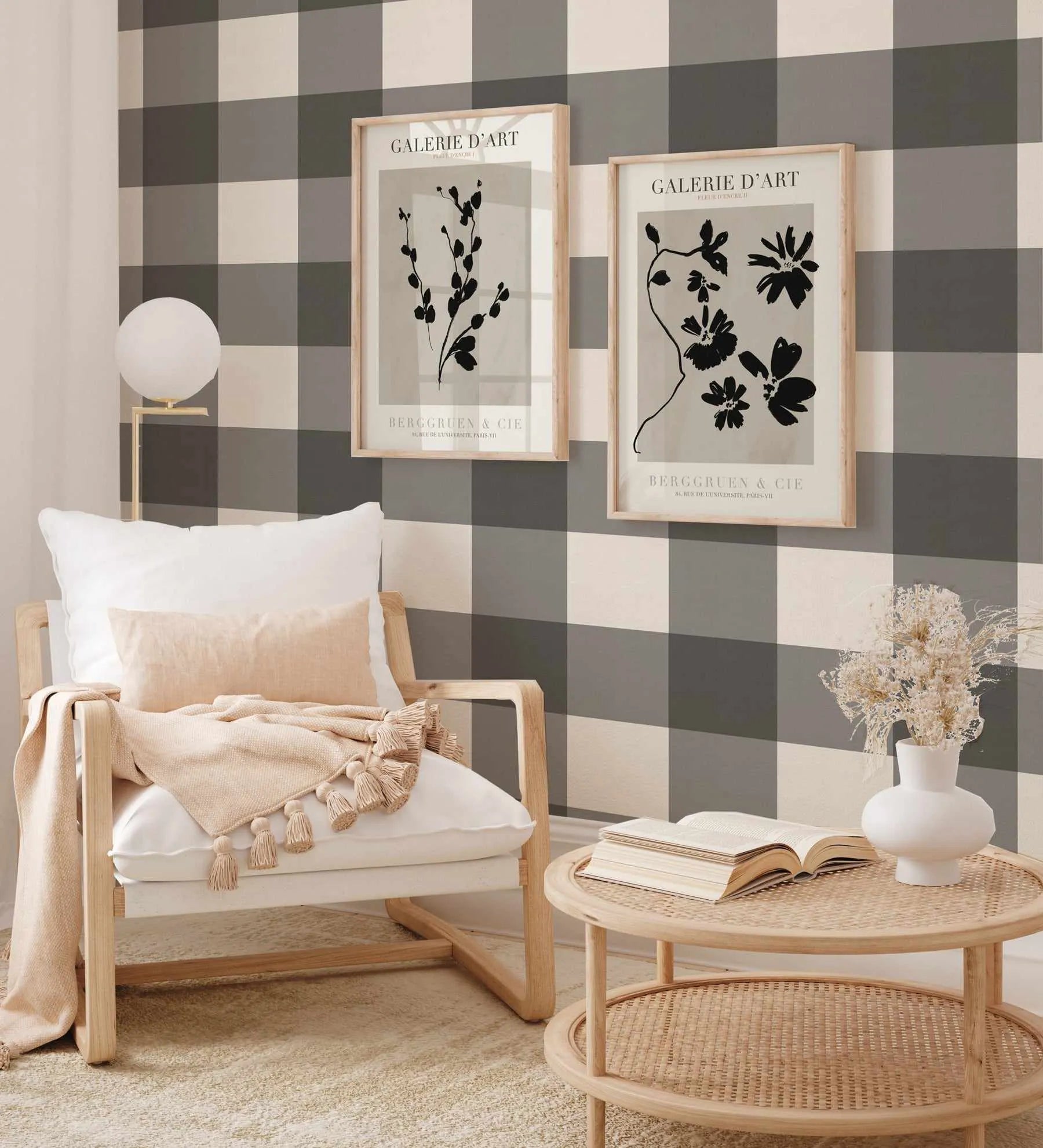 Charcoal Checker Wallpaper-Wallpaper-Buy-Australian-Removable-Wallpaper-In-Gingham-Wallpaper-Peel-And-Stick-Wallpaper-Online-At-Olive-et-Oriel-Shop-Plaid-&-Check-Style-Wall-Papers-Decorate-Your-Bedroom-Living-Room-Kids-Room-or-Commercial-Interior