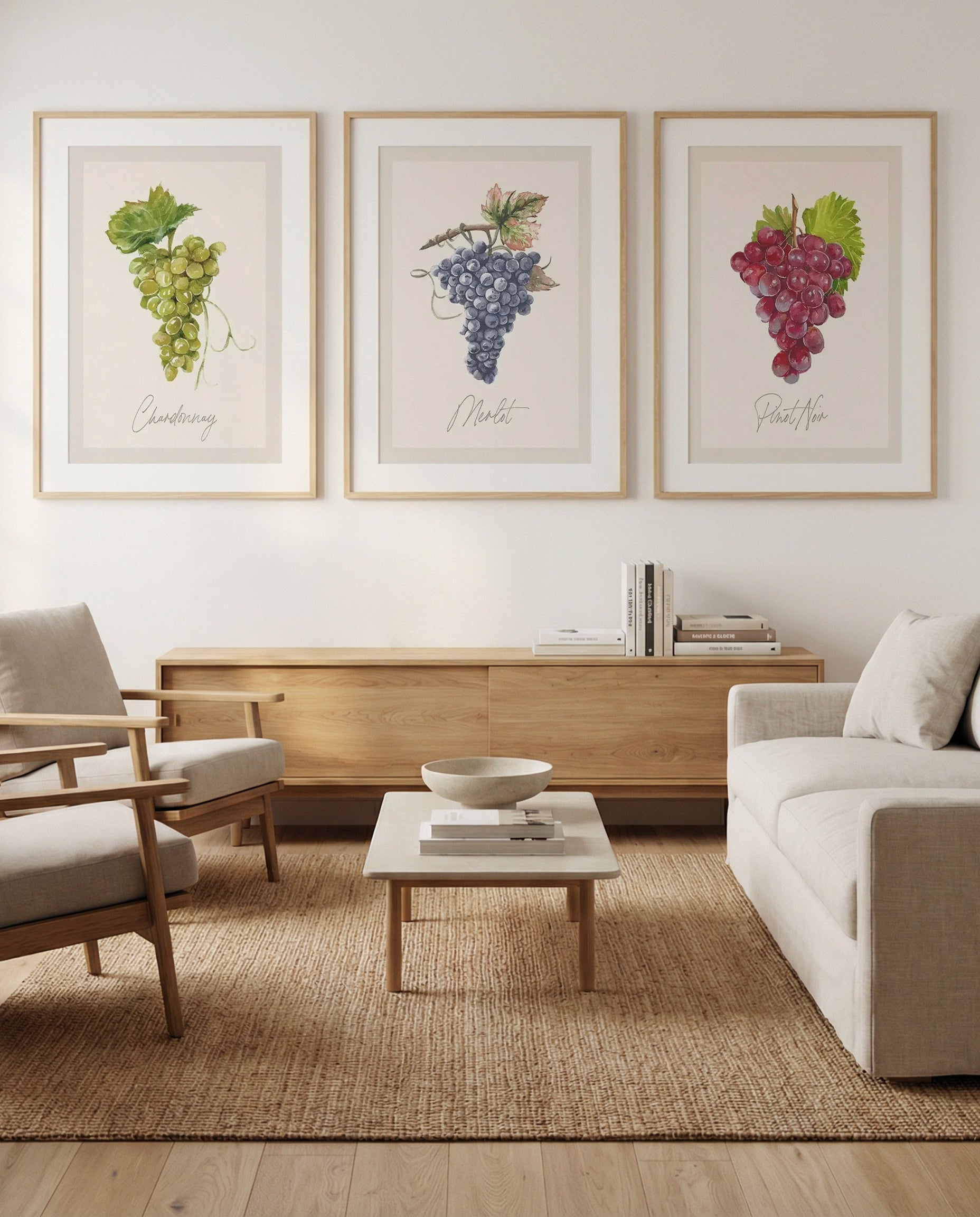 Chardonay, Merlot & Pinot Noir | 3 Piece Wall Art Set