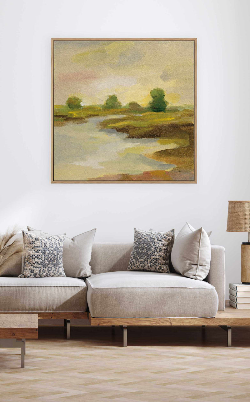 Chartreuse Fields I | Framed Canvas Art Print from Olive et Oriel where you can shop wallpaper and artworks online