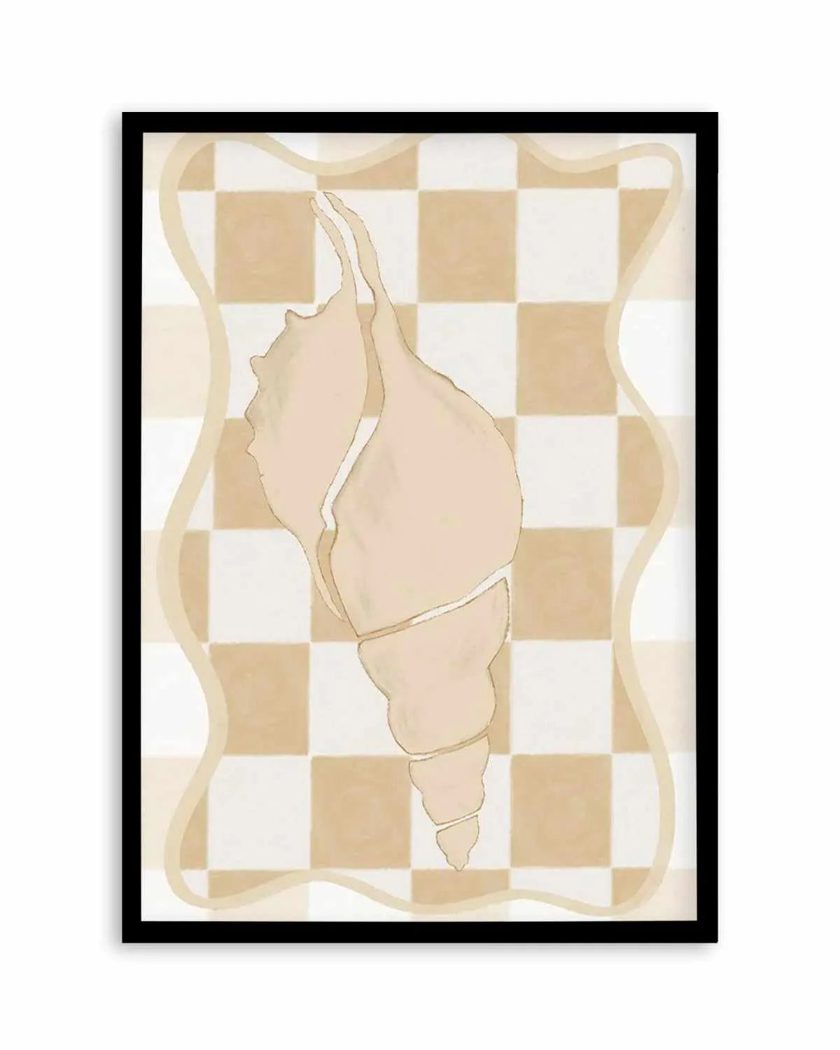 Checked Shell In Soft Beige I Art Print from Olive et Oriel where you can shop wallpaper and artworks online