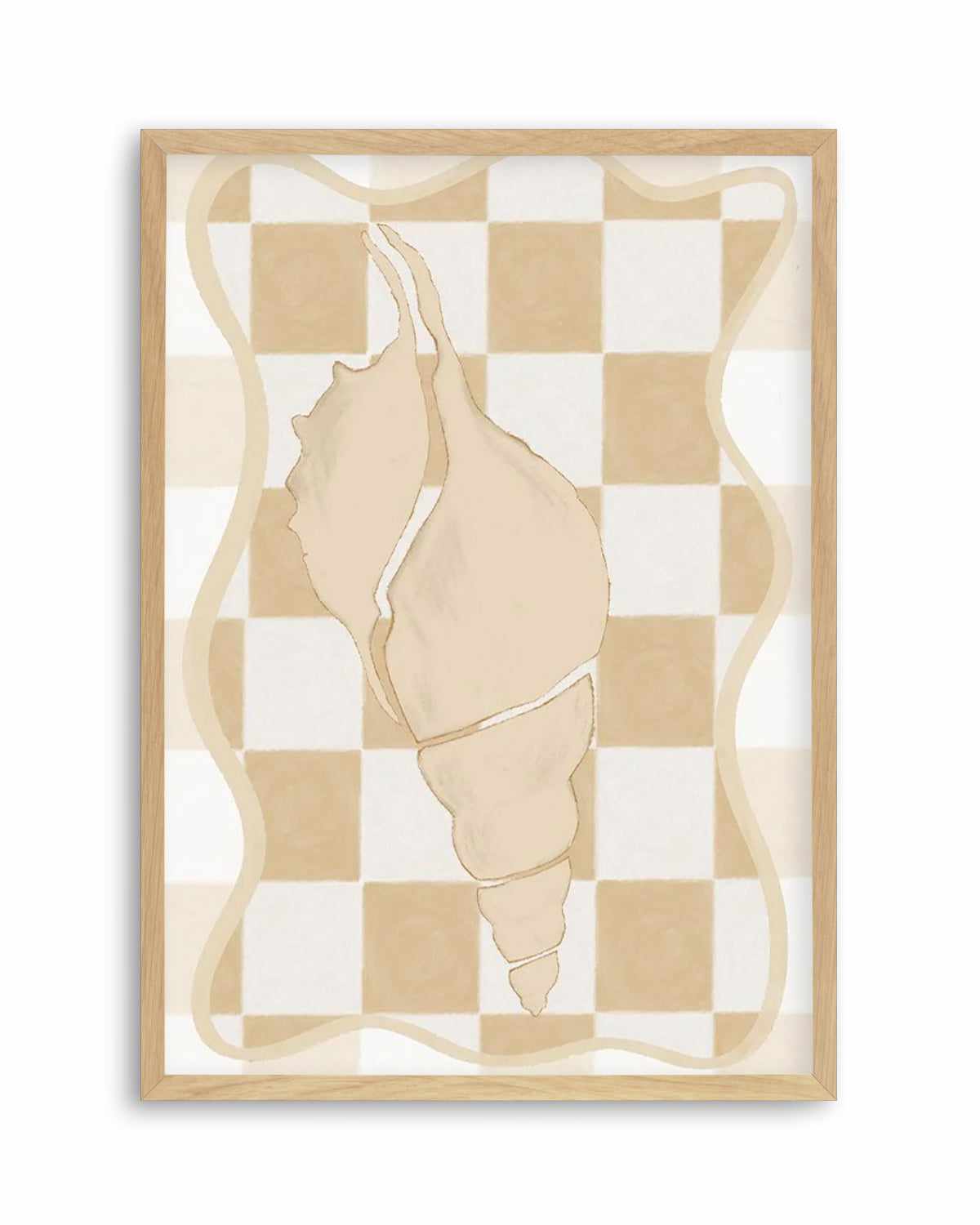 Checked Shell In Soft Beige I Art Print