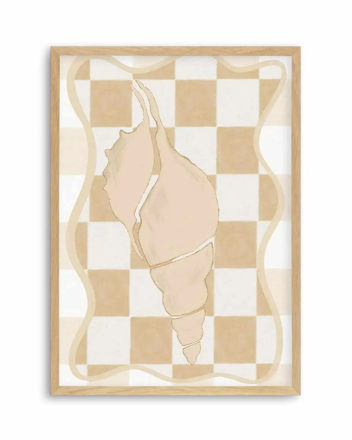 Checked Shell In Soft Beige I Art Print from Olive et Oriel where you can shop wallpaper and artworks online