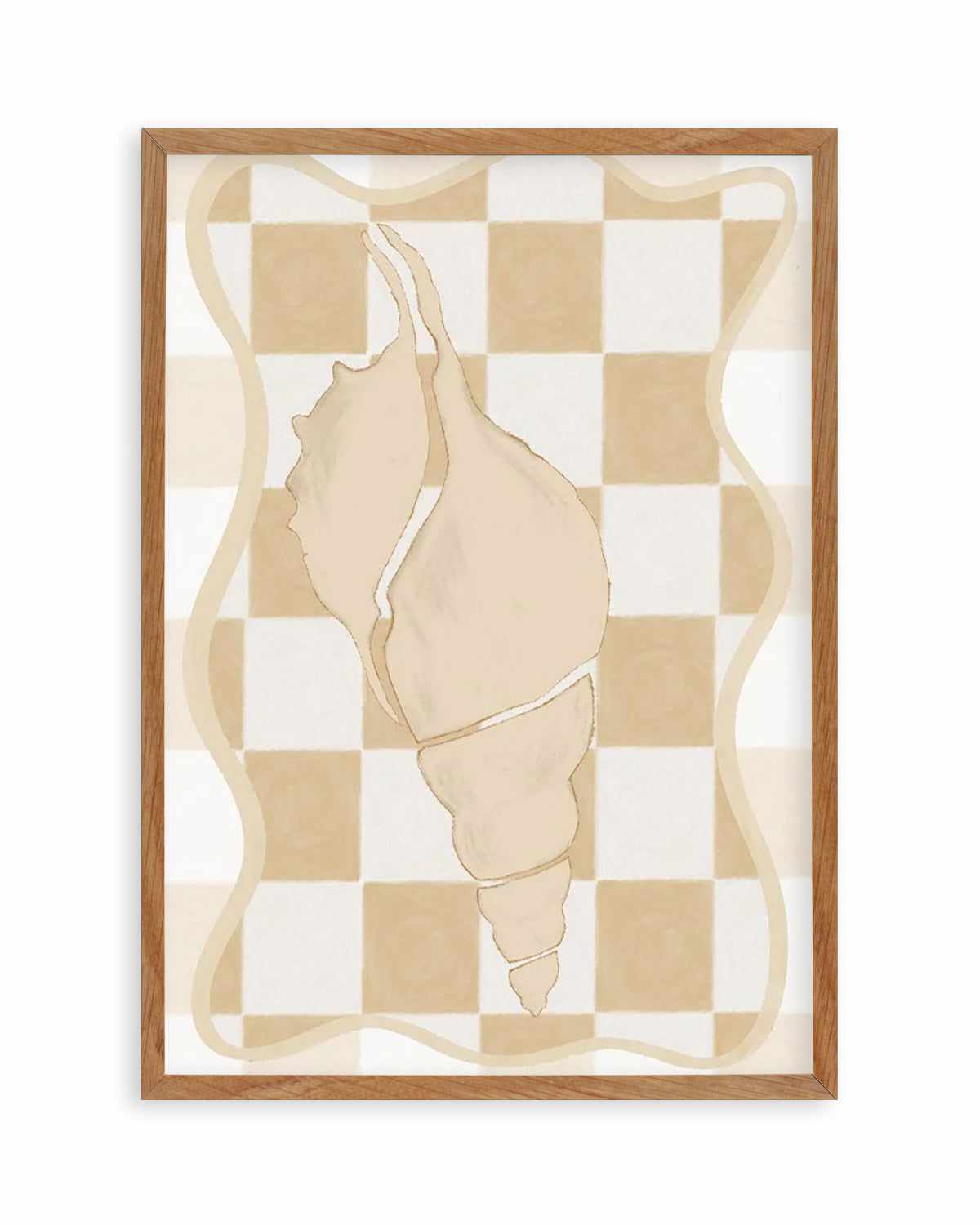 Checked Shell In Soft Beige I Art Print