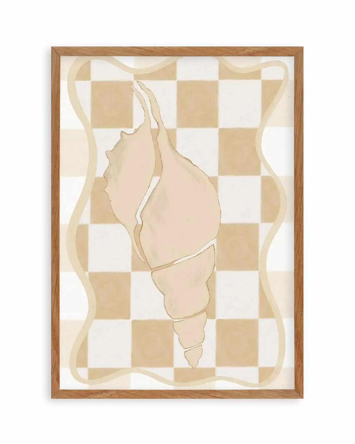 Checked Shell In Soft Beige I Art Print from Olive et Oriel where you can shop wallpaper and artworks online