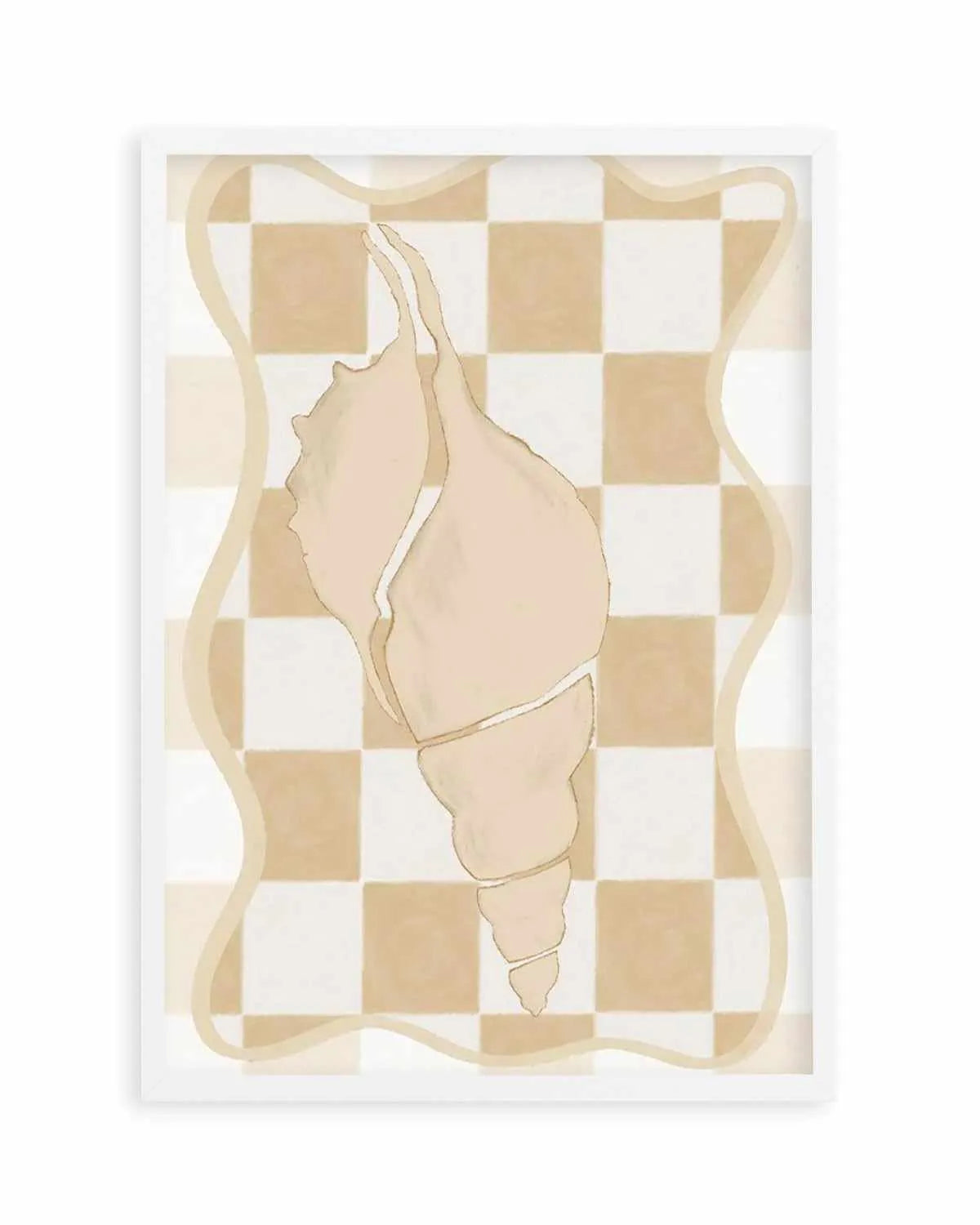 Checked Shell In Soft Beige I Art Print from Olive et Oriel where you can shop wallpaper and artworks online