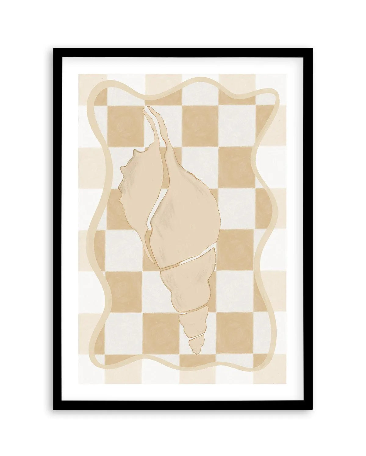 Checked Shell In Soft Beige I Art Print-Buy-Bohemian-Wall-Art-Print-And-Boho-Pictures-from-Olive-et-Oriel-Bohemian-Wall-Art-Print-And-Boho-Pictures-And-Also-Boho-Abstract-Art-Paintings-On-Canvas-For-A-Girls-Bedroom-Wall-Decor-Collection-of-Boho-Style-Feminine-Art-Poster-and-Framed-Artwork-Update-Your-Home-Decorating-Style-With-These-Beautiful-Wall-Art-Prints-Australia