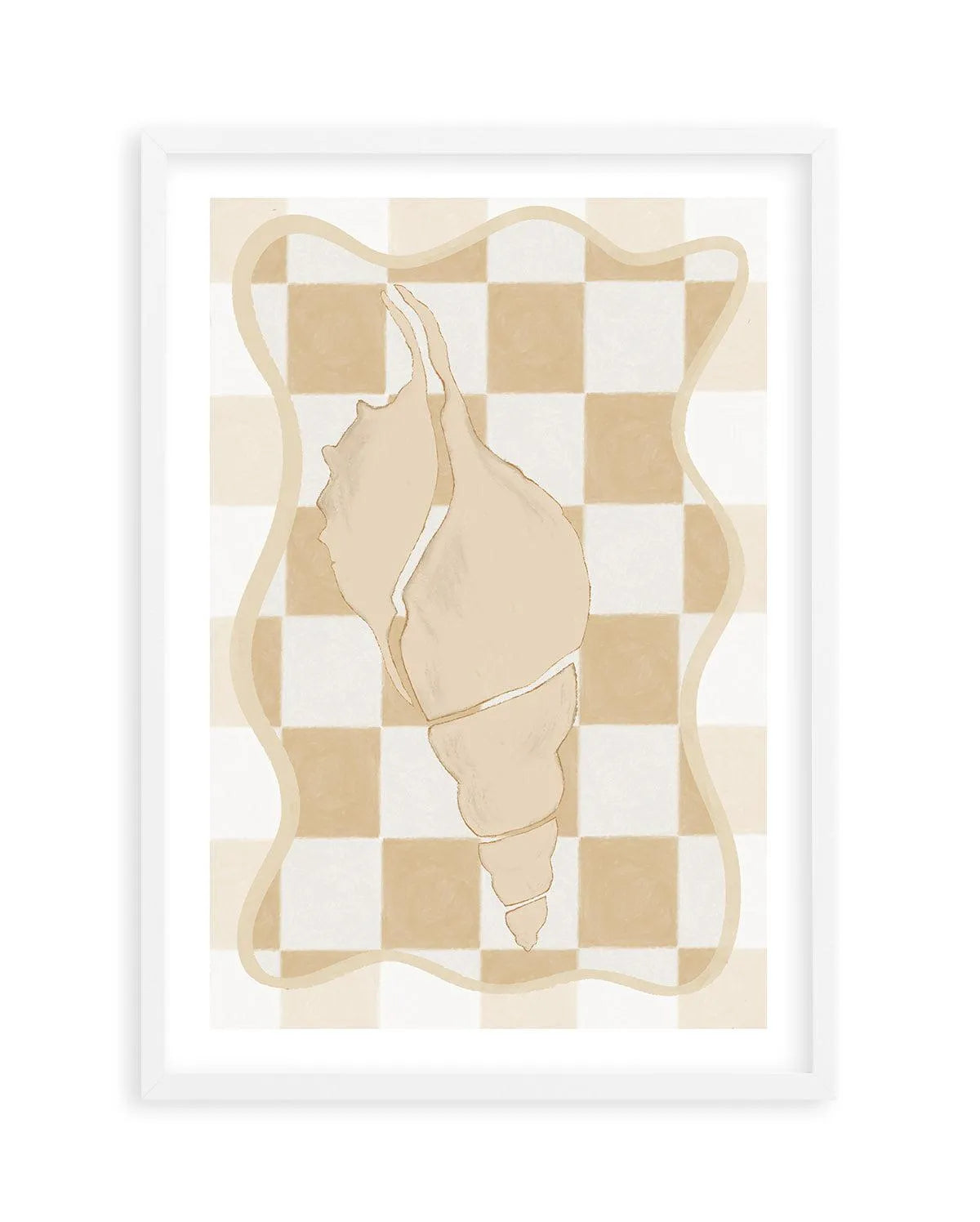 Checked Shell In Soft Beige I Art Print-Buy-Bohemian-Wall-Art-Print-And-Boho-Pictures-from-Olive-et-Oriel-Bohemian-Wall-Art-Print-And-Boho-Pictures-And-Also-Boho-Abstract-Art-Paintings-On-Canvas-For-A-Girls-Bedroom-Wall-Decor-Collection-of-Boho-Style-Feminine-Art-Poster-and-Framed-Artwork-Update-Your-Home-Decorating-Style-With-These-Beautiful-Wall-Art-Prints-Australia